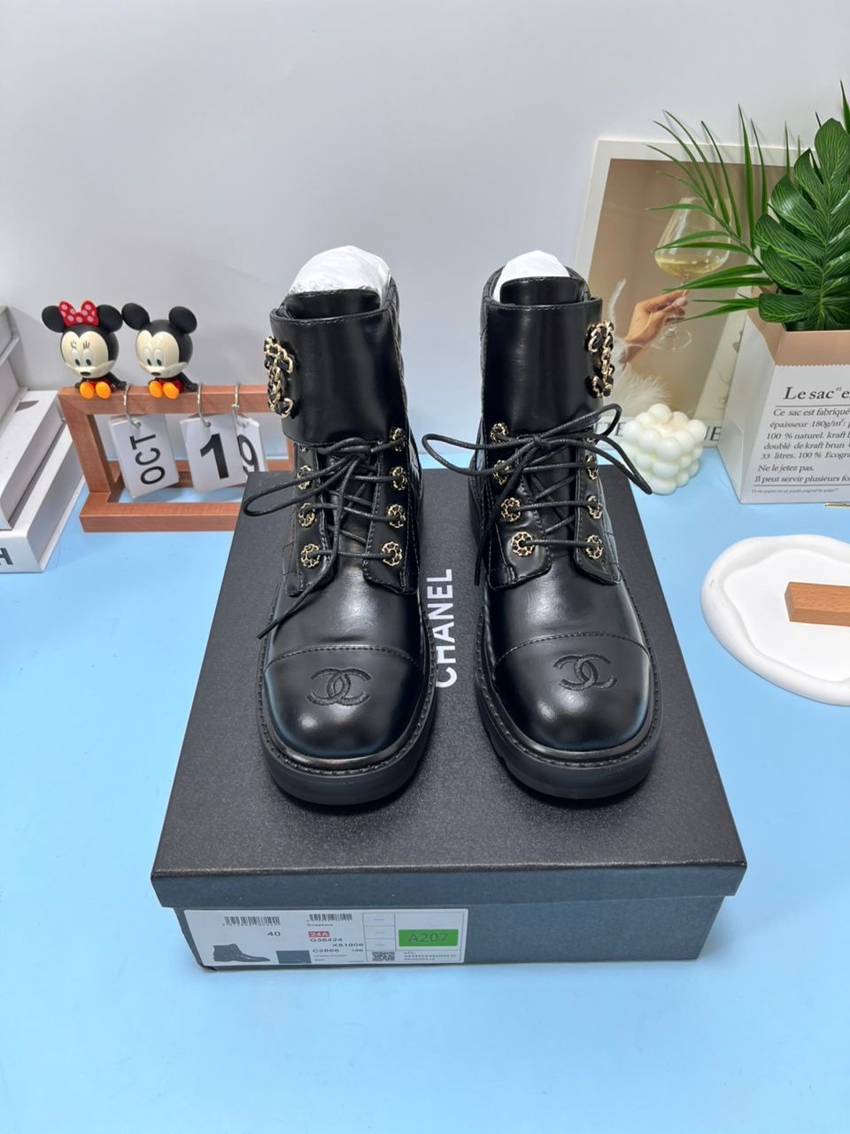 Ch**el Women’s Lace- Ups Bright Black For Women 1.5in/ 4cm