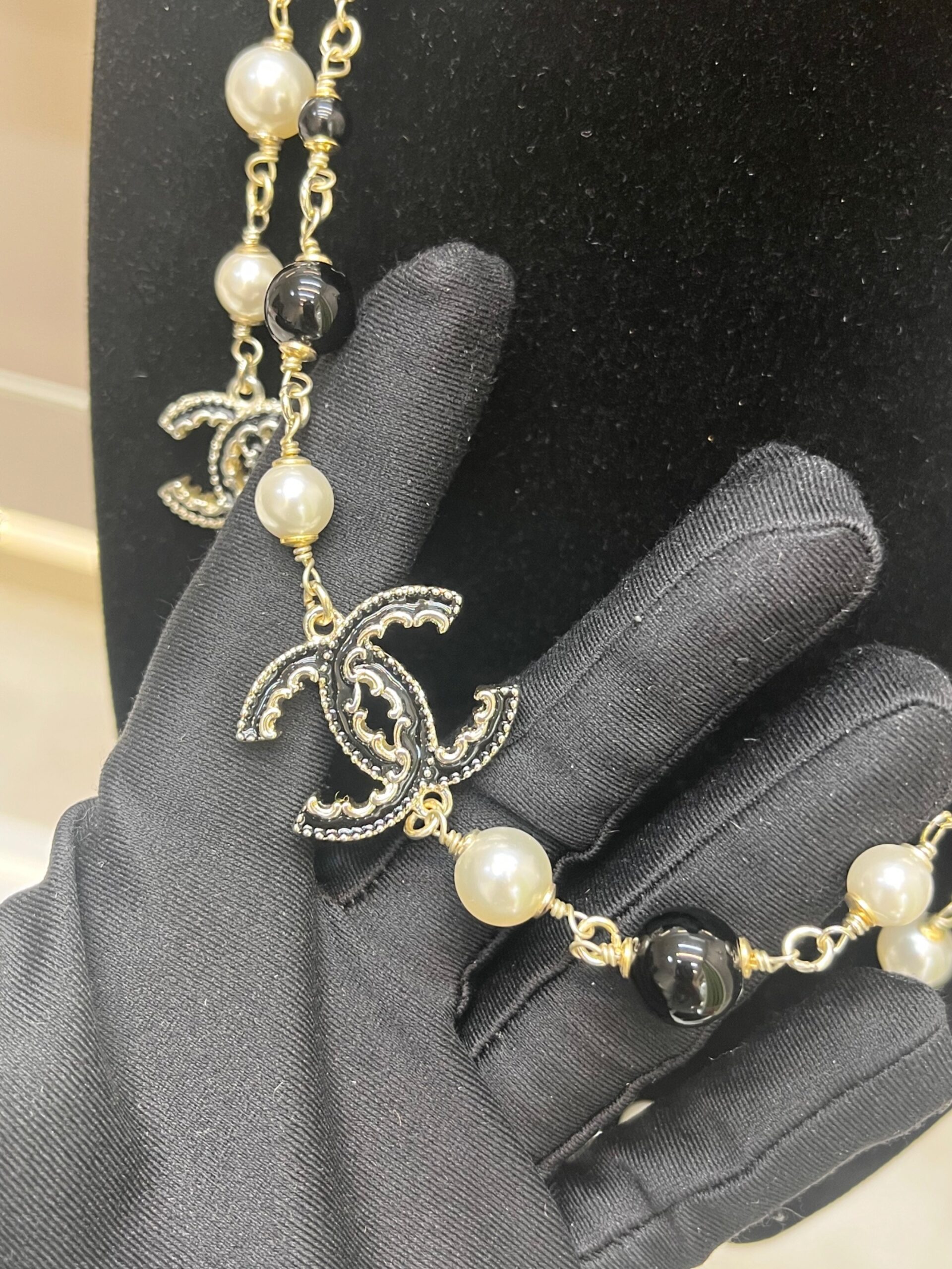 Ch**el Pearl Necklace Gold For Women