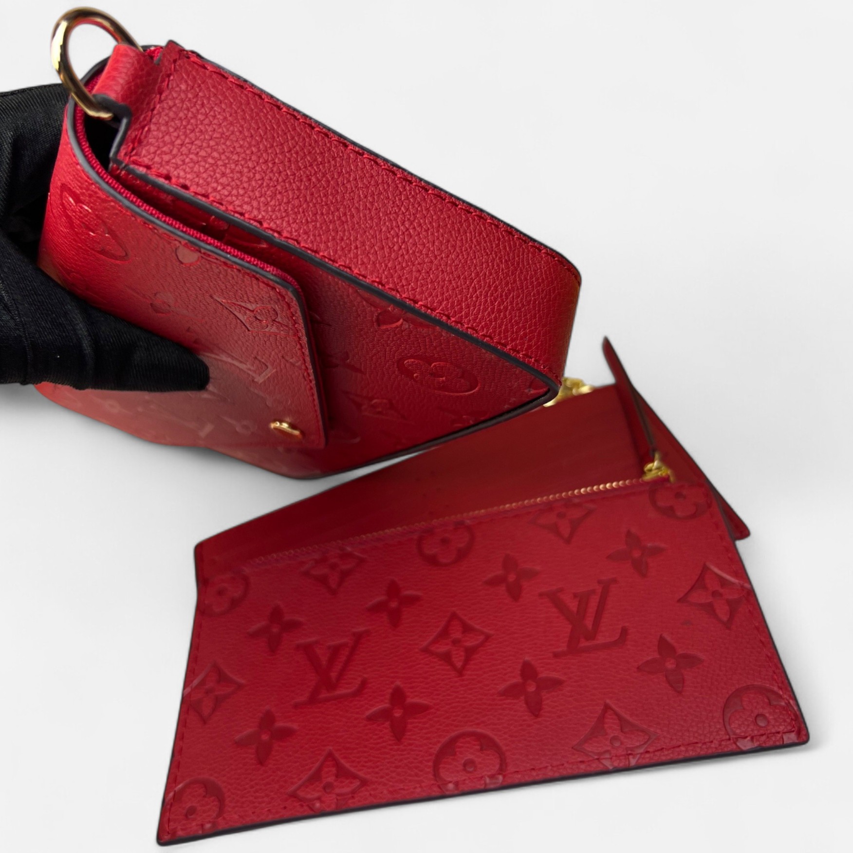 L0vis Vvtt0n Pochette Felicie Monogram Empreinte Red For Women, Women’s Wallets 8.3in/21cm LV