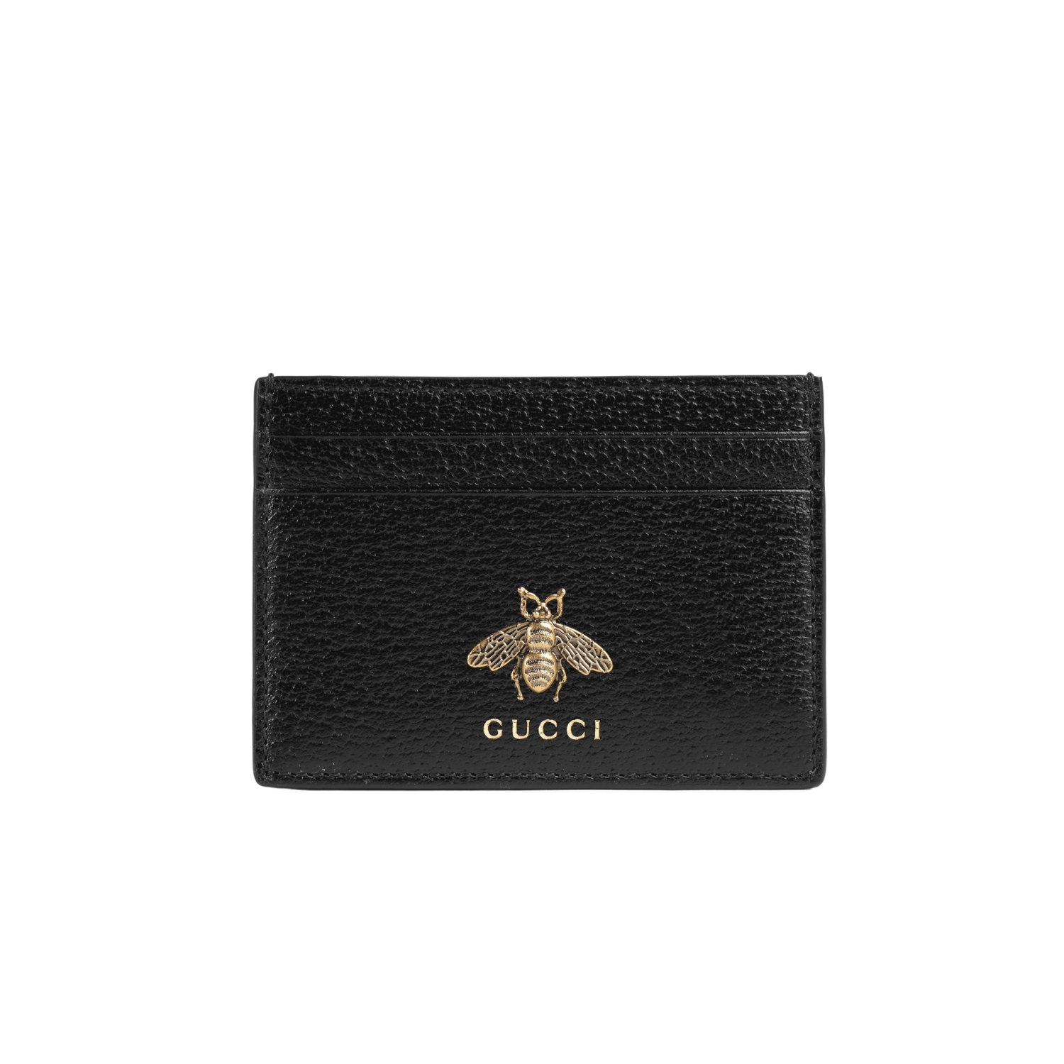 Gvc*1 Animalier Card Case Black with Metal Bee For Men 4in/10cm GG 523685 DJ20T 1000