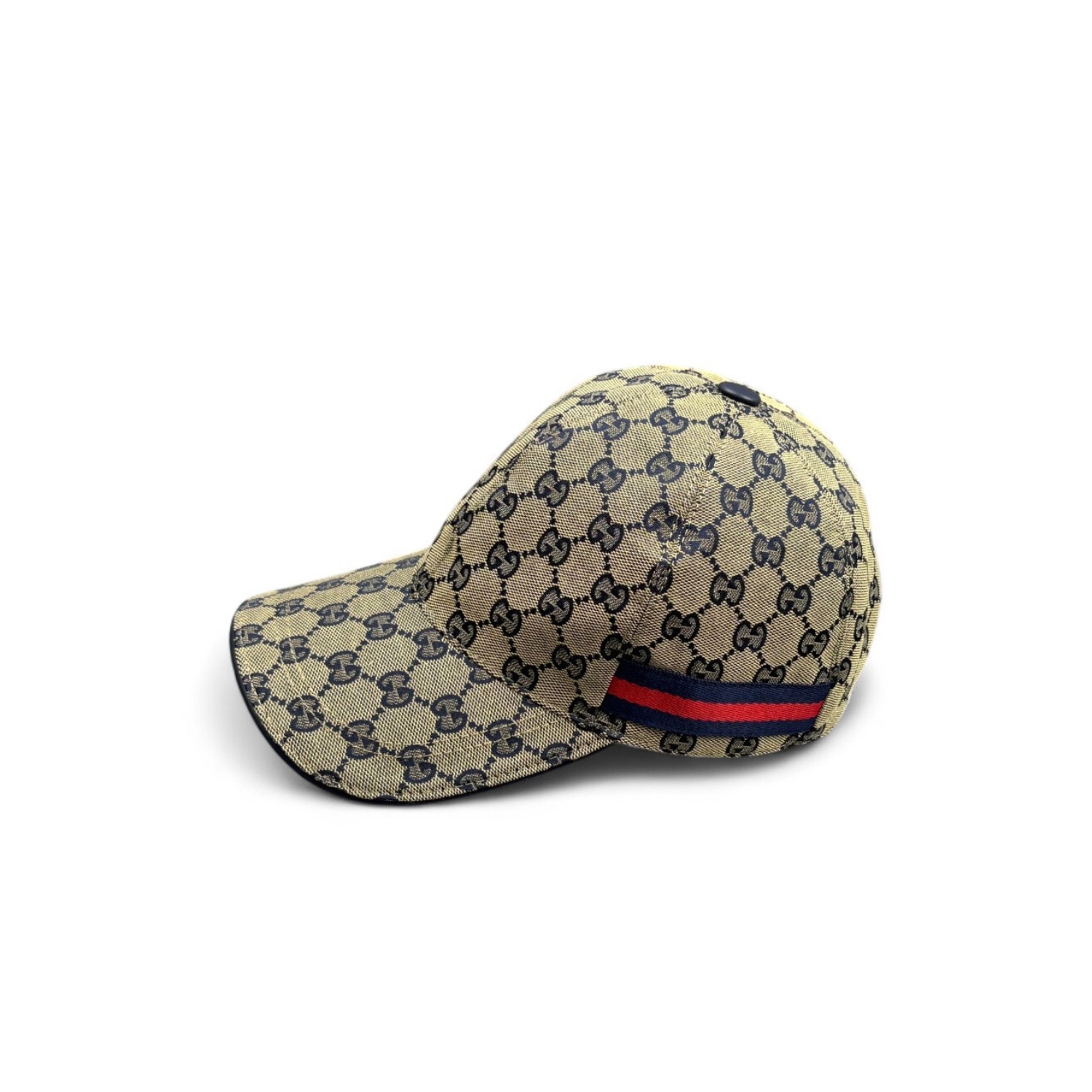 Gvc*1 Original GG Canvas Baseball Hat With Web Beige/Blue GG Hat