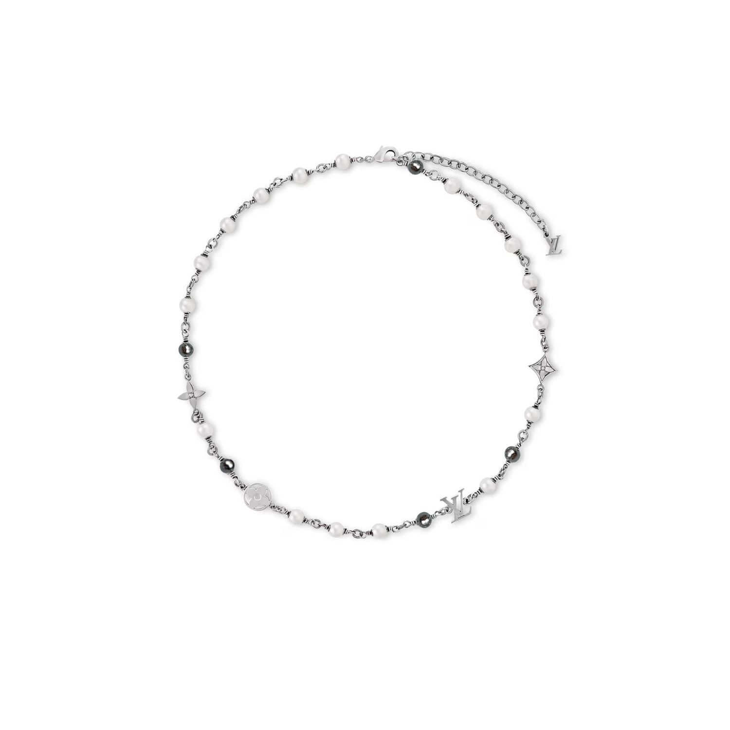 L0vis Vvtt0n Pearls Necklace Silver For Men 43cm/17in