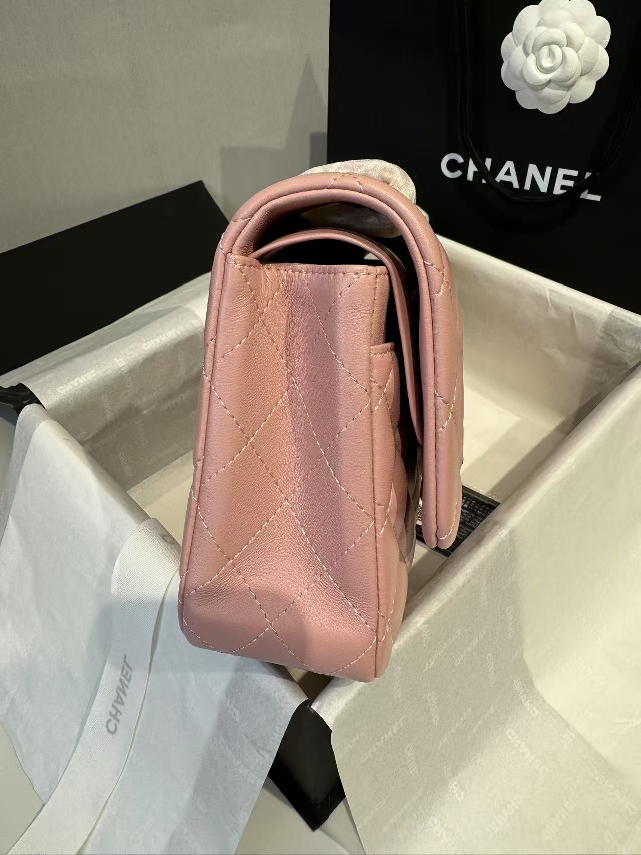 [True-to-ORIGINAL] Ch**el Classic 11.12 Handbag Light Pink For Women 9.9in/25.5cm A01112 Y04059 NJ523