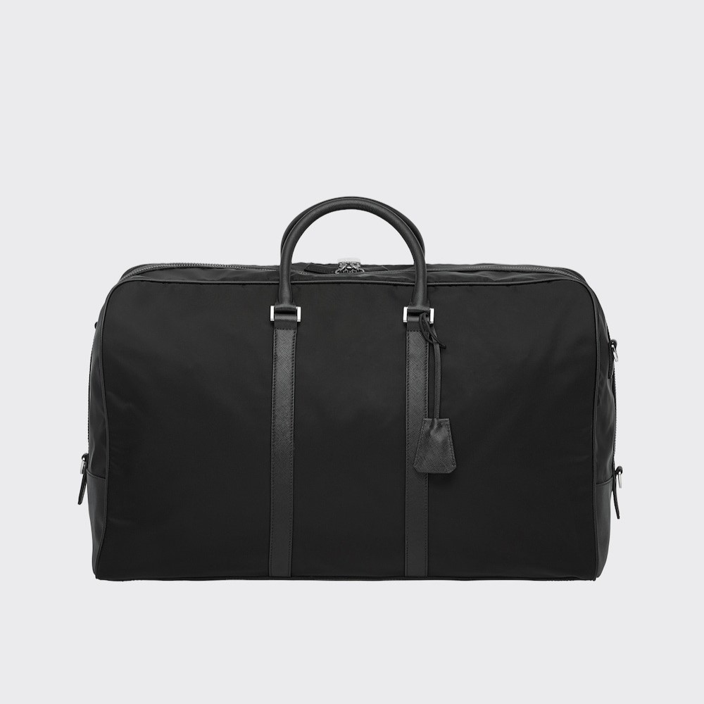 Pra*a Re-Nylon And Leather Duffle Bag For Men 21.7in/55cm 2VC013_2DMH_F0002_V_SOO