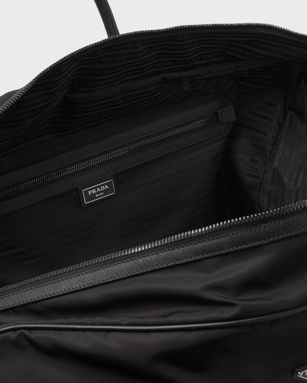 Pra*a Re-Nylon And Leather Duffle Bag For Men 21.7in/55cm 2VC013_2DMH_F0002_V_SOO
