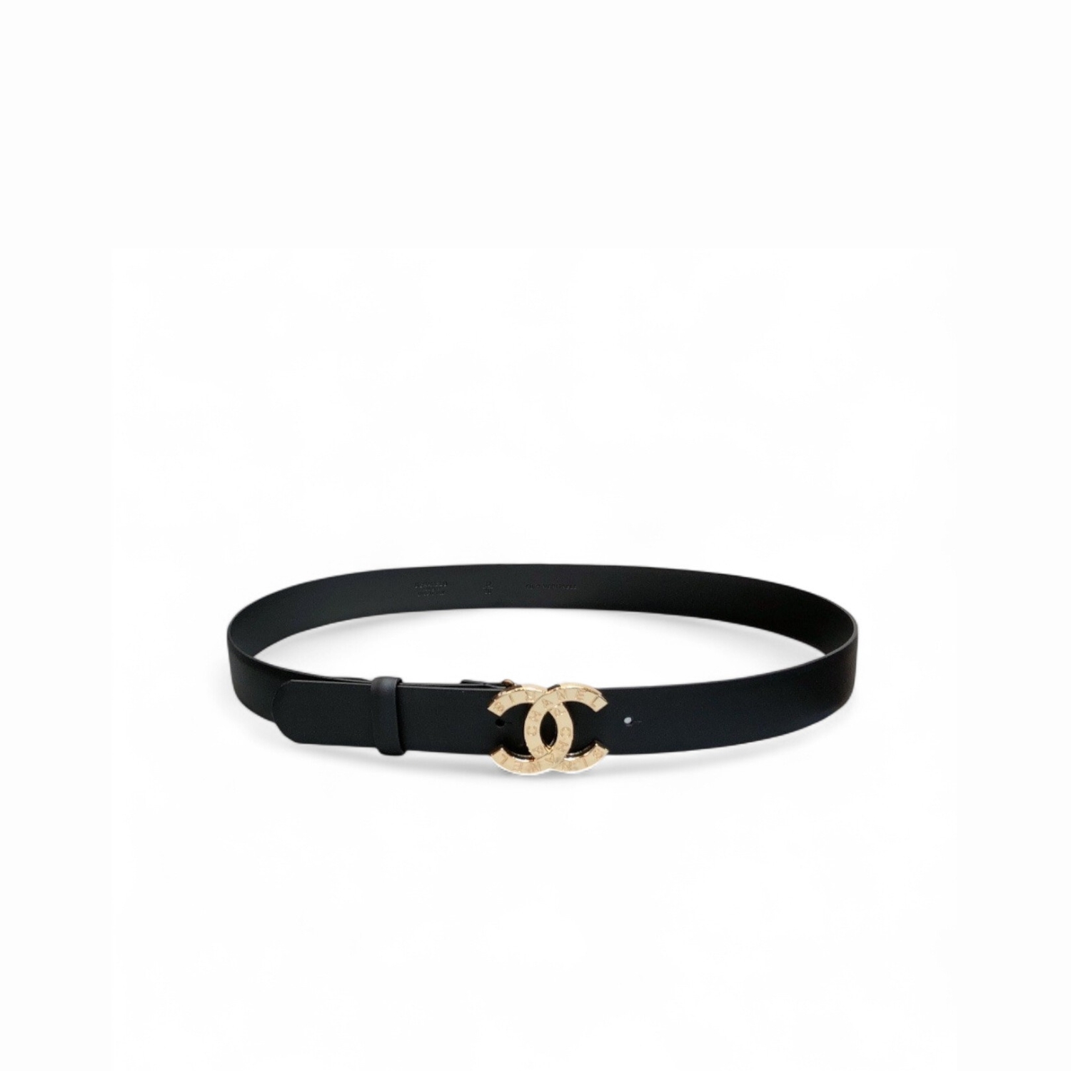 Ch**el Belt With Double C Buckle Black With Full Gold Toned Hardware Women Belt