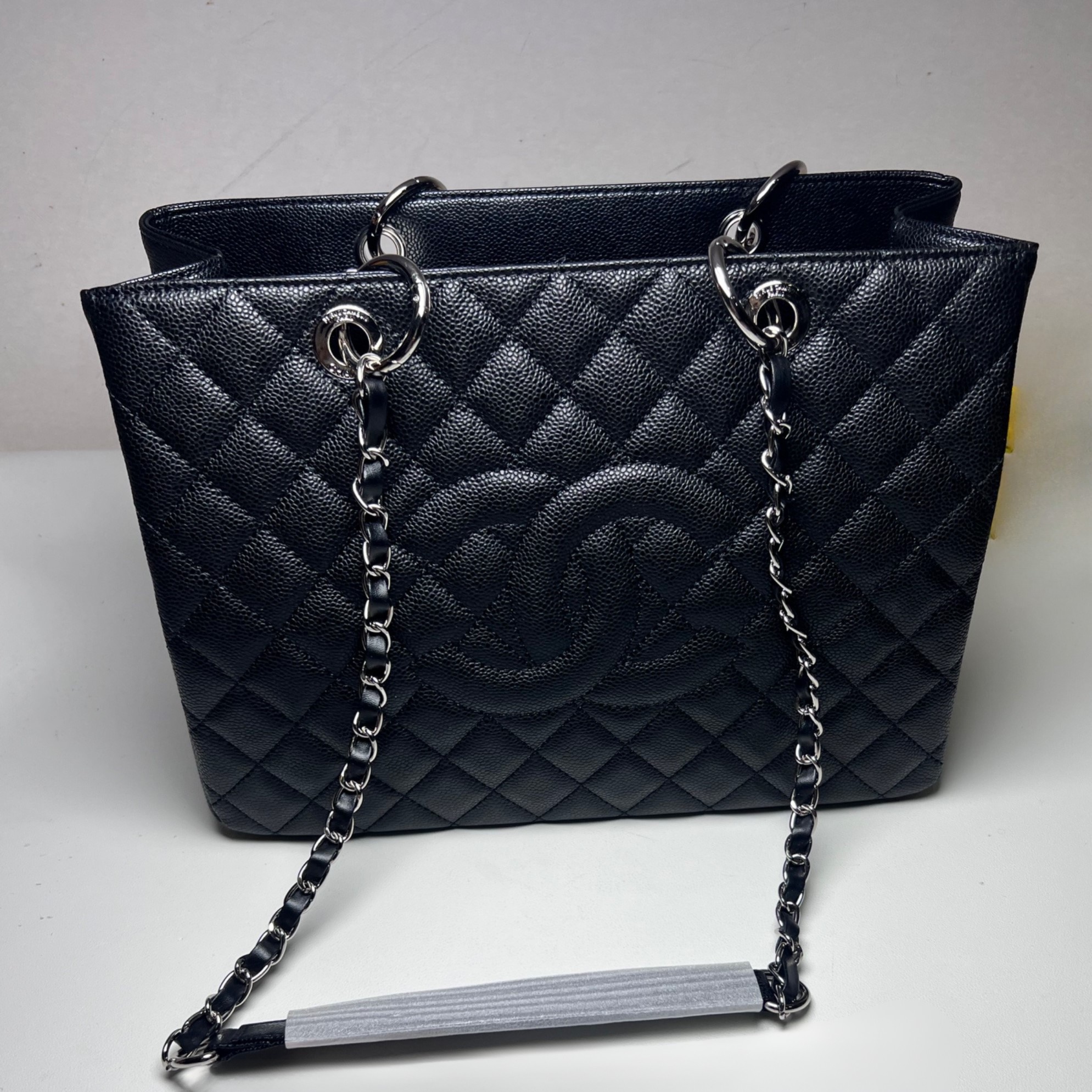 Ch**el Classic Tote Bag Silver Hardware Black For Women 13.3in/34cm