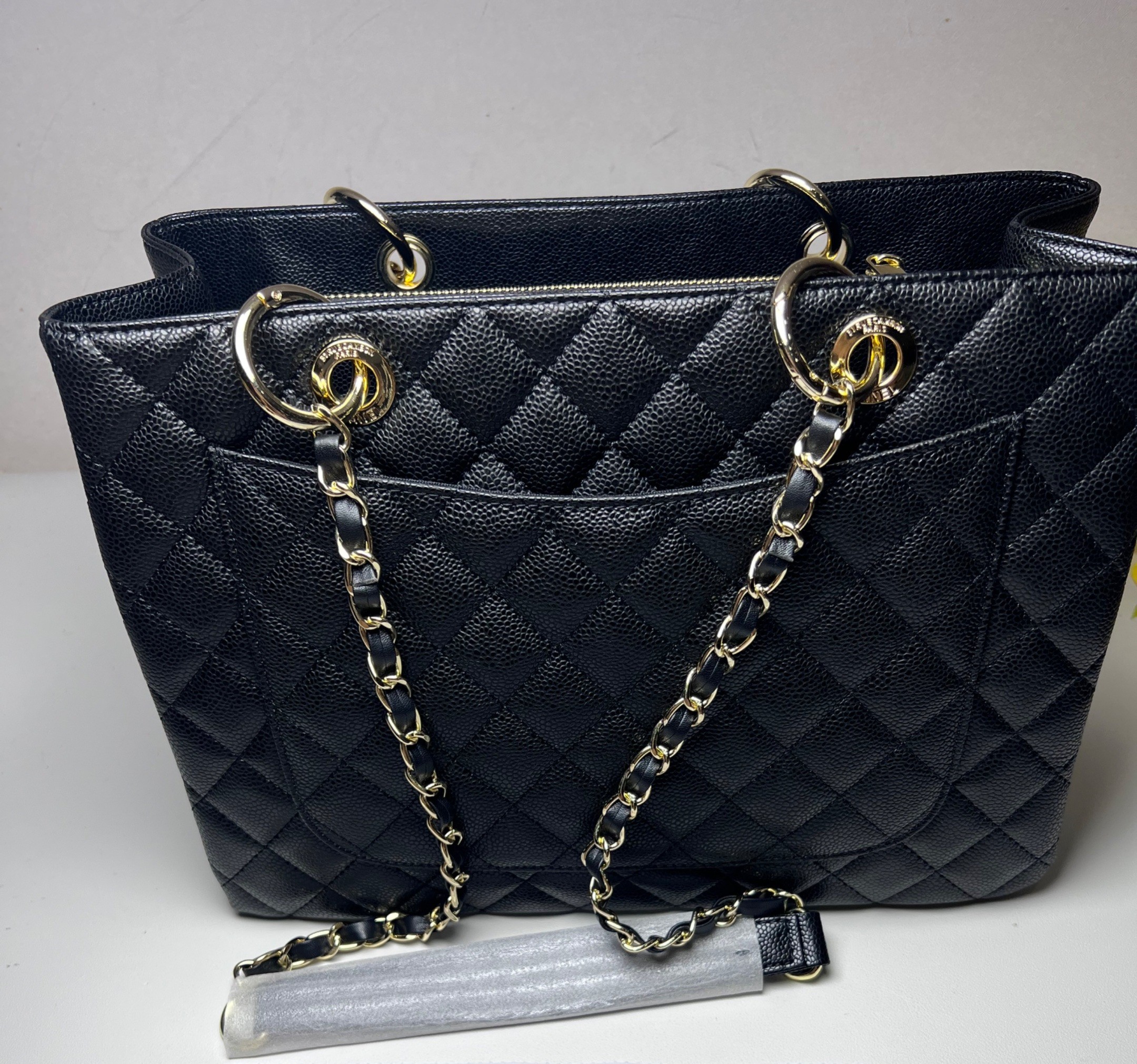 Ch**el Classic Tote Bag Gold Toned Hardware Black For Women 13.3in/34cm