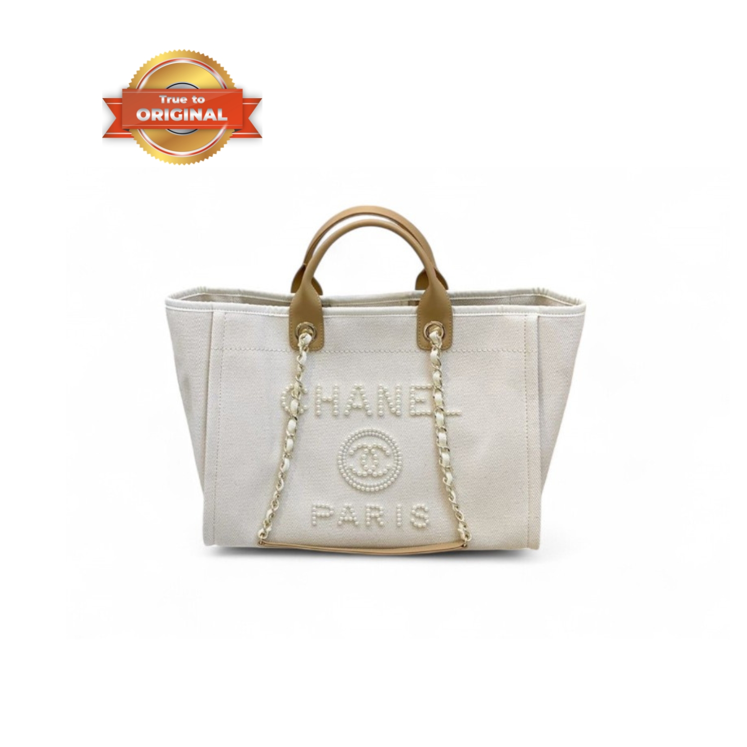 [True-to-ORIGINAL] Ch**el Large Deauville Pearl Tote Bag White For Women 15in/38cm A66941