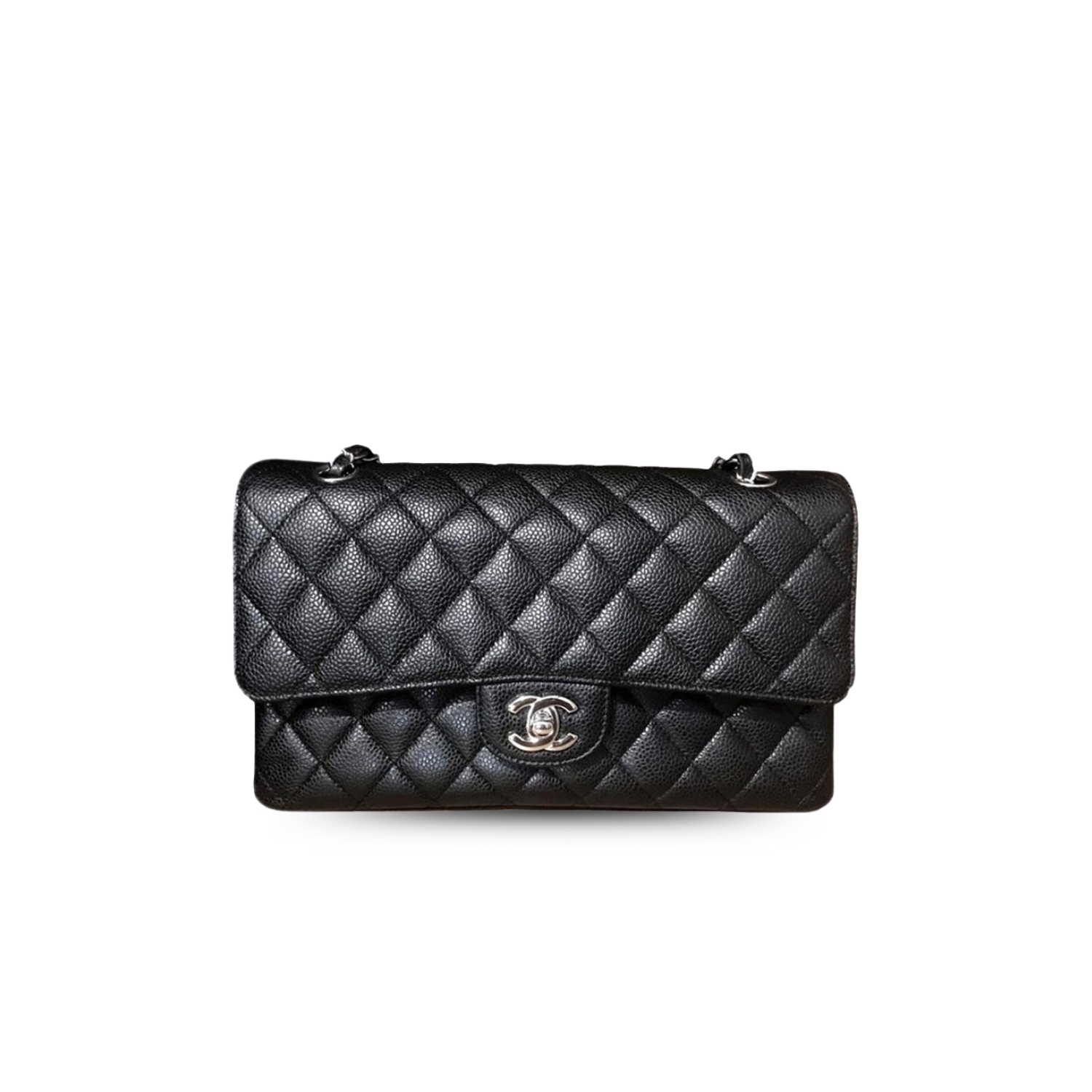 Ch**el Classic Handbag Silver Hardware Black For Women, Women’s Bags, Shoulder And Crossbody Bags 10.2in/26cm A01112