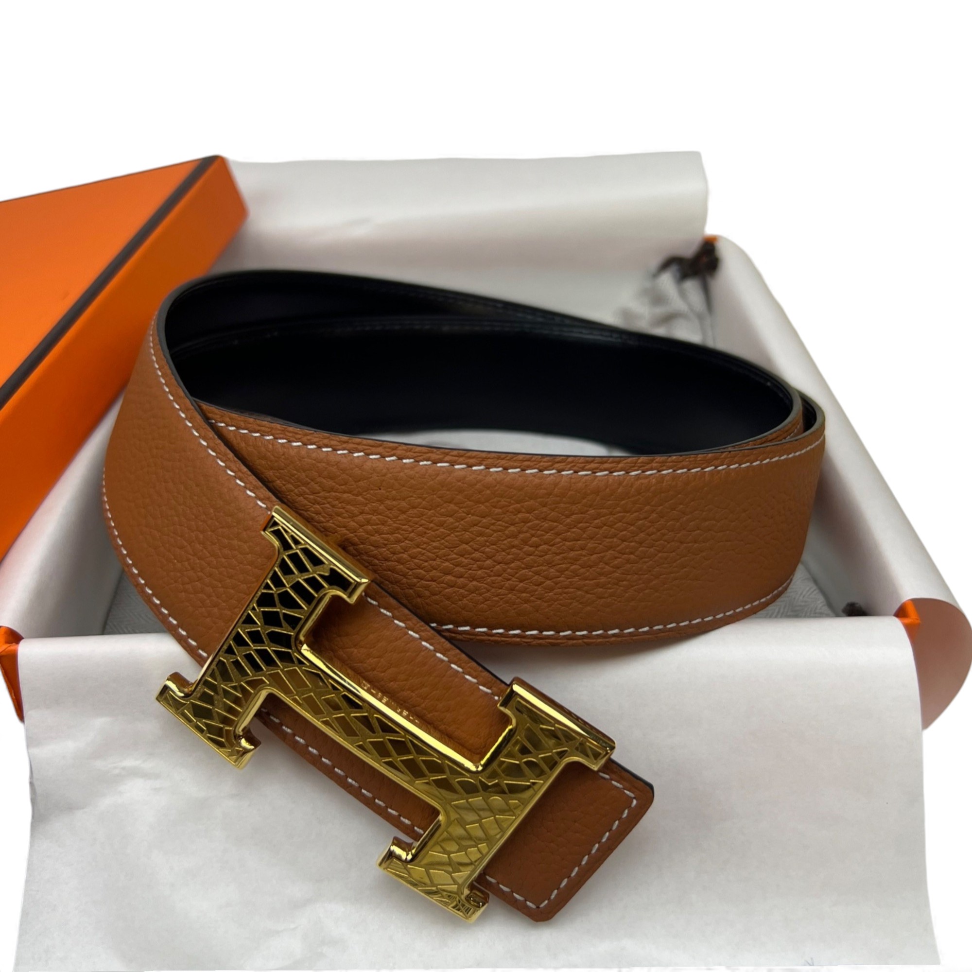 H**me5 Constance Martelee Belt Buckle Reversible Brown For Women, Women Belt