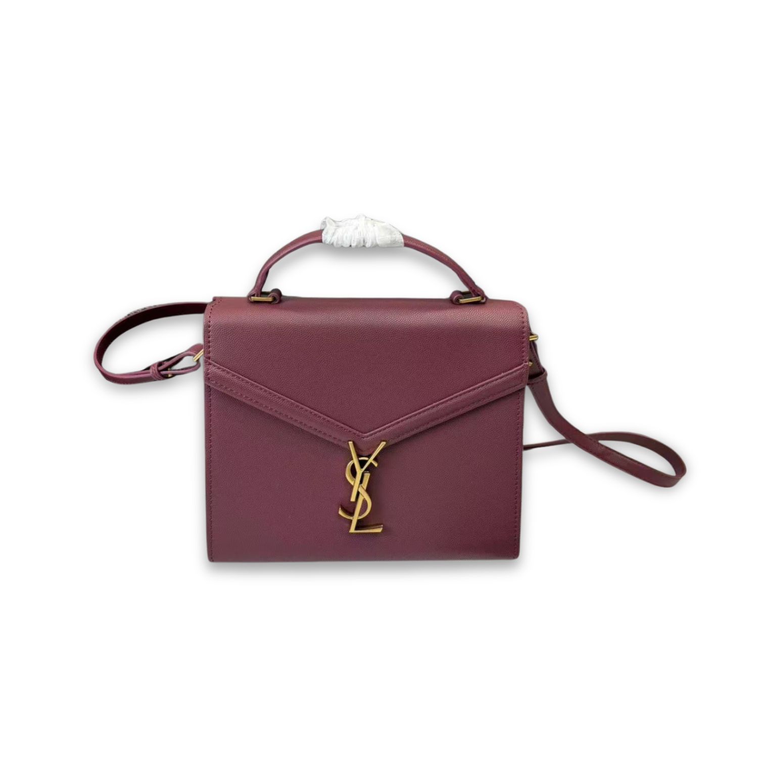 Sa1nt Lau*nt Cassandra Medium Top Handle Bag Deep Burgundy For Women 9.6in/24.5cm Y51