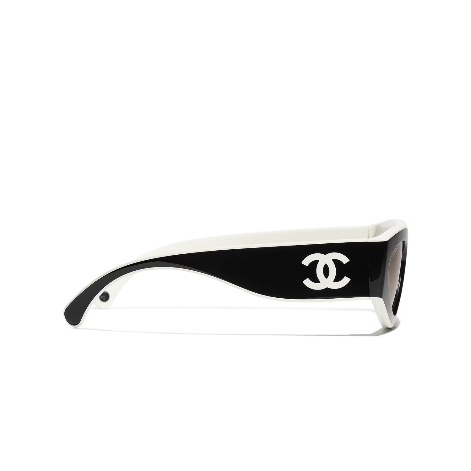 Ch**el Rectangular Sporty Sunglasses Black & White
