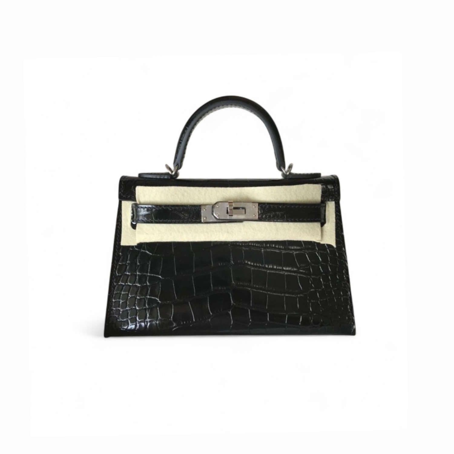 H**me5 Mini Kelly 19 Black Silver Toned Hardware Bag For Women, Women’s Handbags, Shoulder Bags 7.5in/19cm