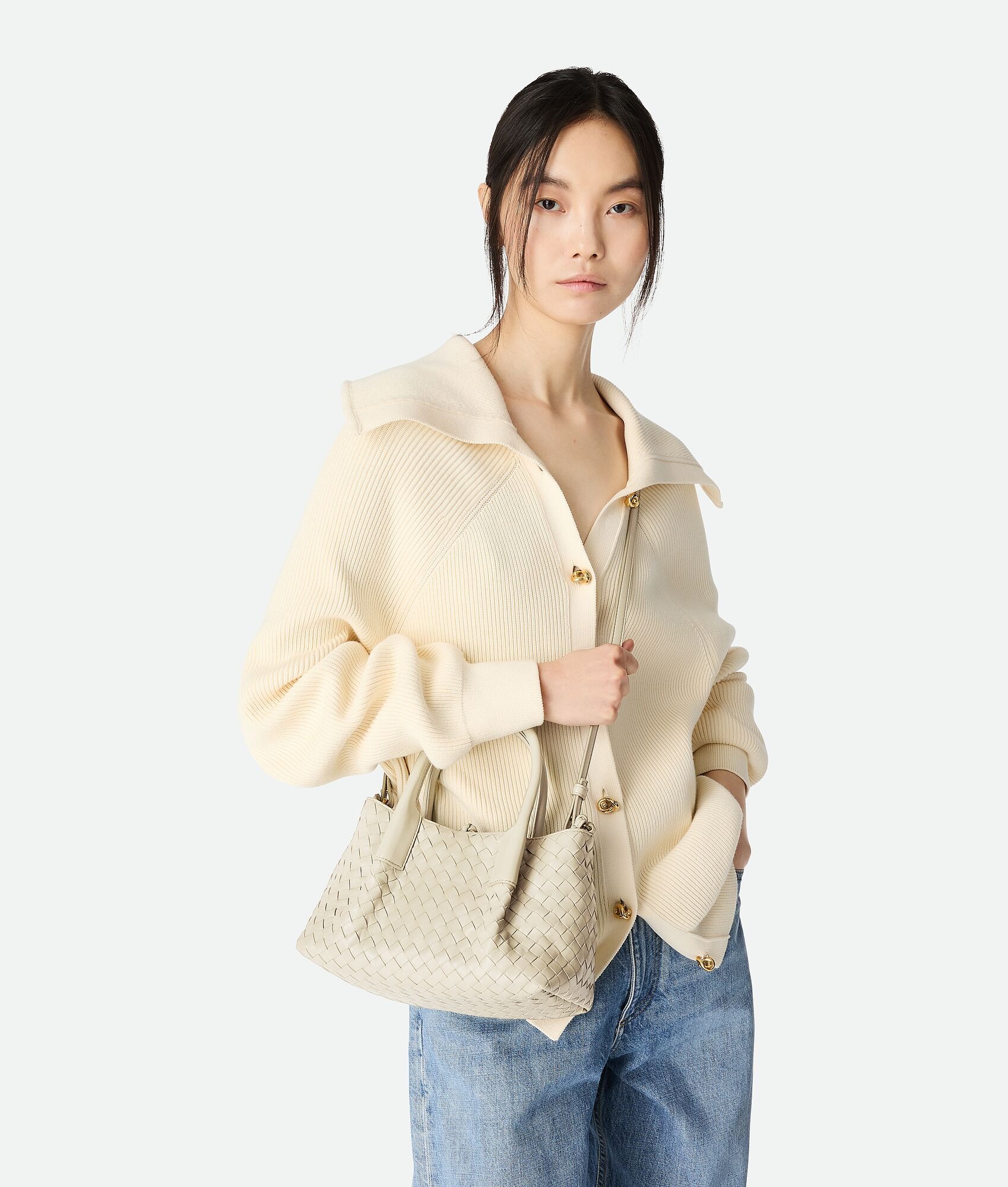 [True-to-ORIGINAL] B0tt*ga Ven*ta Small Pinacoteca Sea Salt For Women 24cm/9.4in – 819004V5AG19127