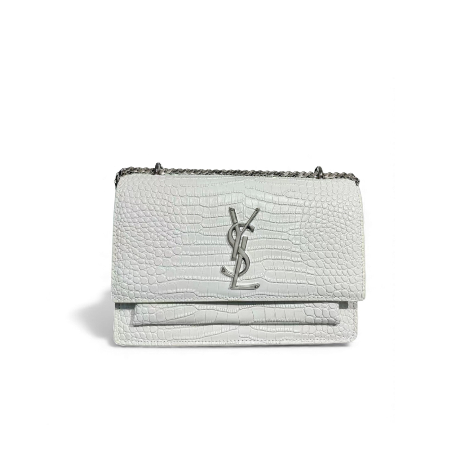 Sa1nt Lau*nt Sunset Medium Chain Bag For Women 8.6in/22cm White Y51 442906DND0N9207