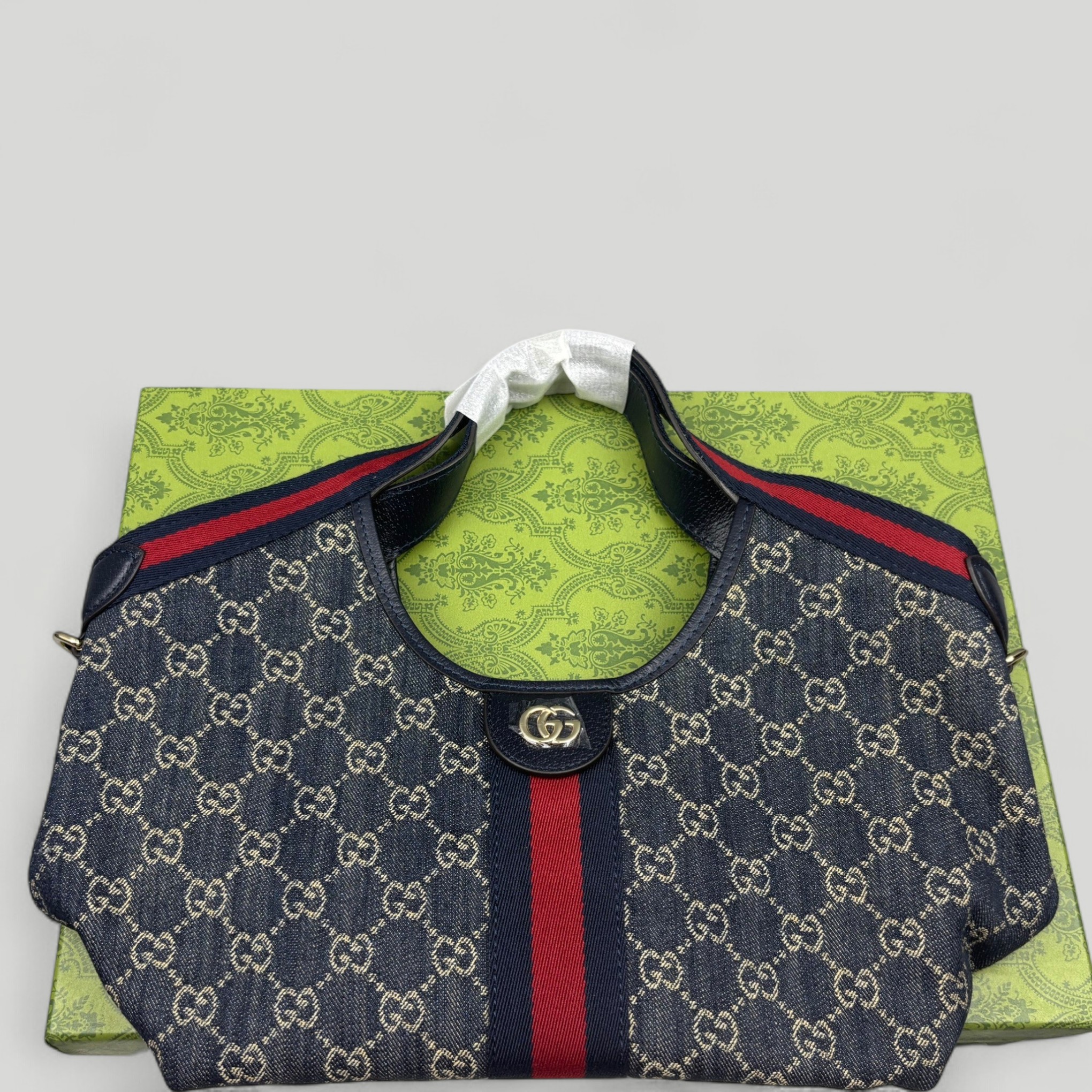[True-to-ORIGINAL] Gvc*1 Giglio Small Tote Bag Blue And White GG Denim For Women 9.8in/25cm ‎860845 FAFRW 8864