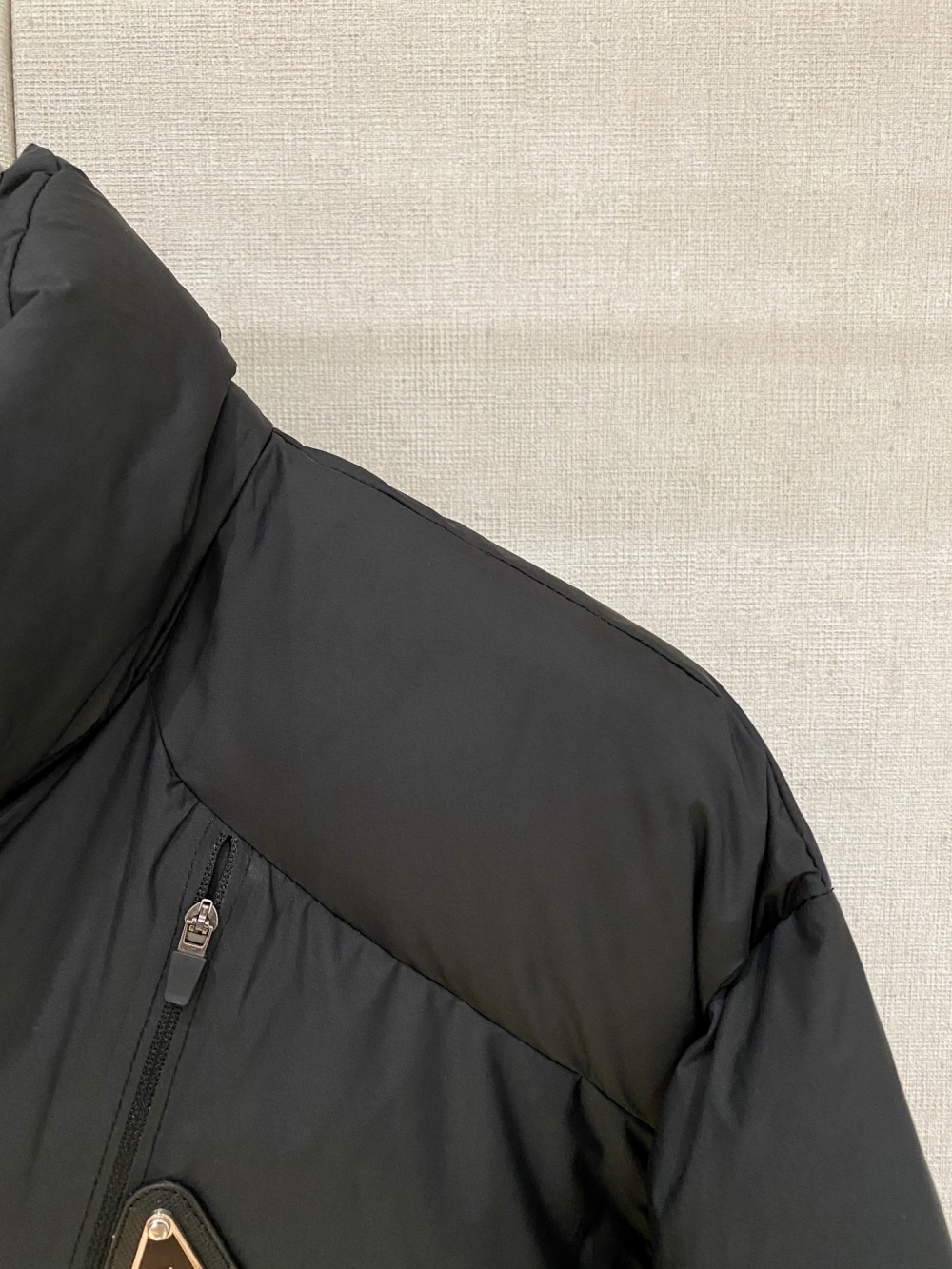 Pra*a Iconic Triangle Logo Padded Jacket Black For Men