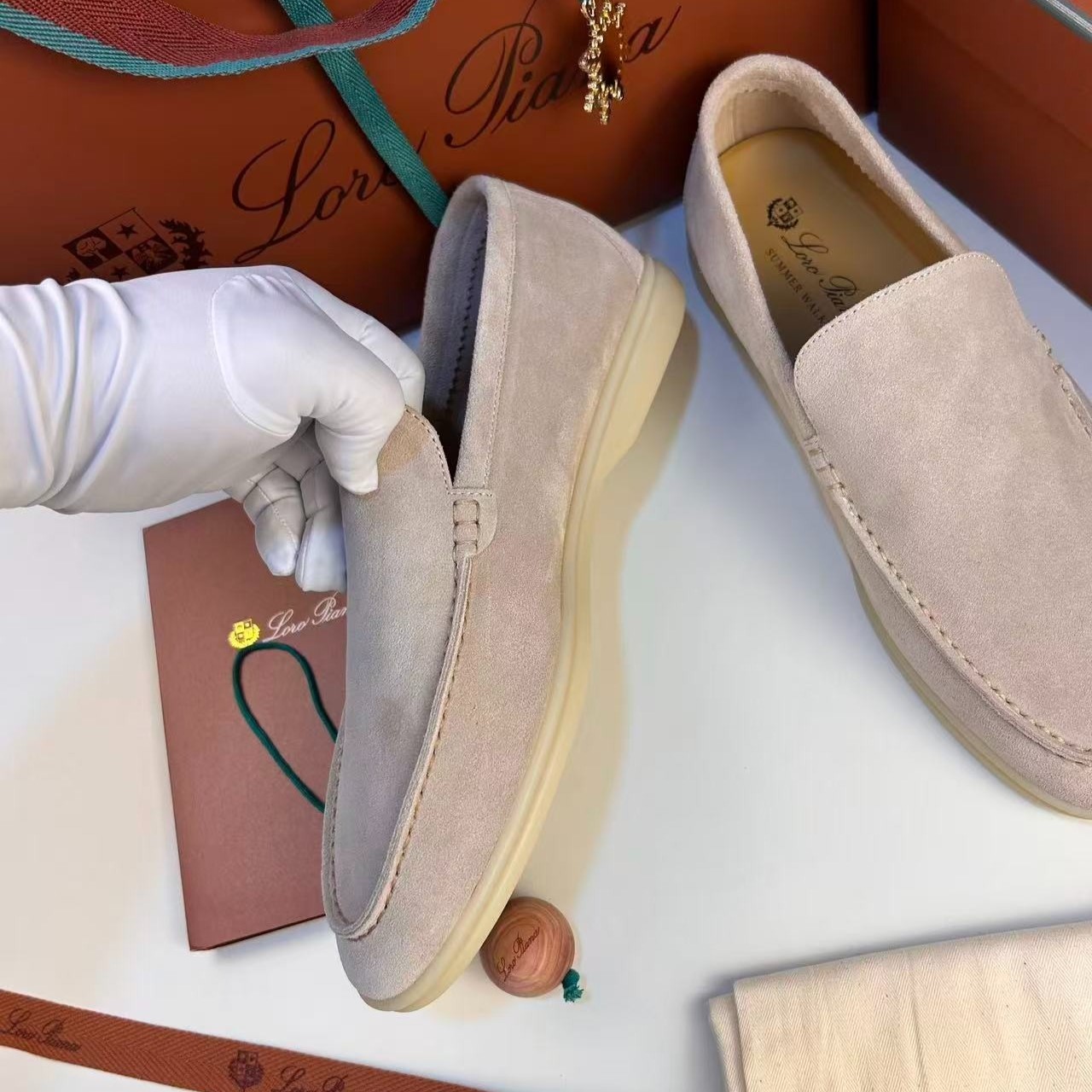 L0r0 P1ana Summer Walk Loafers Beige For Men FAI3276