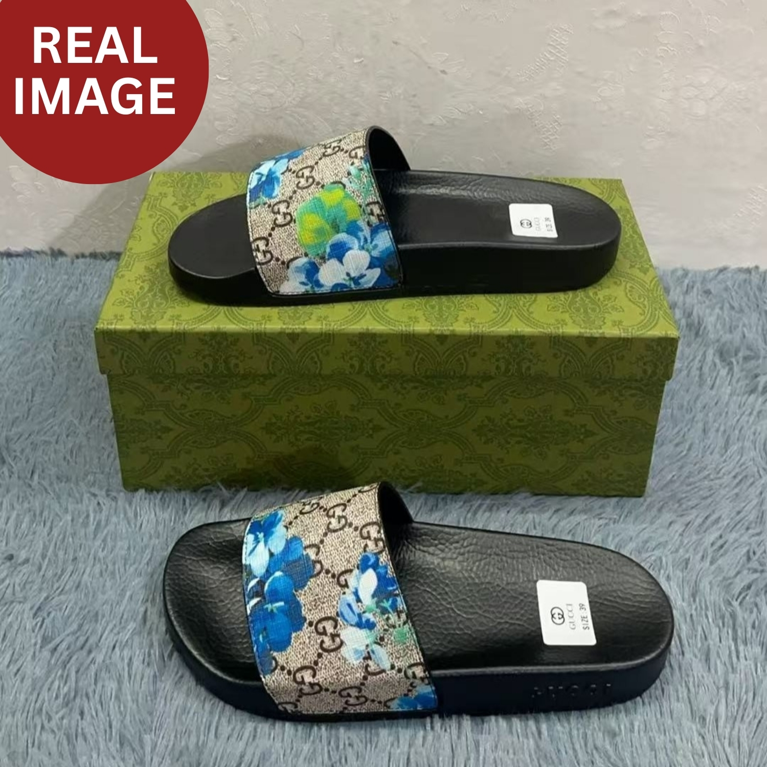 Gvc*1 Women’s Slides Bloom Print Blue For Women 408508 G2200