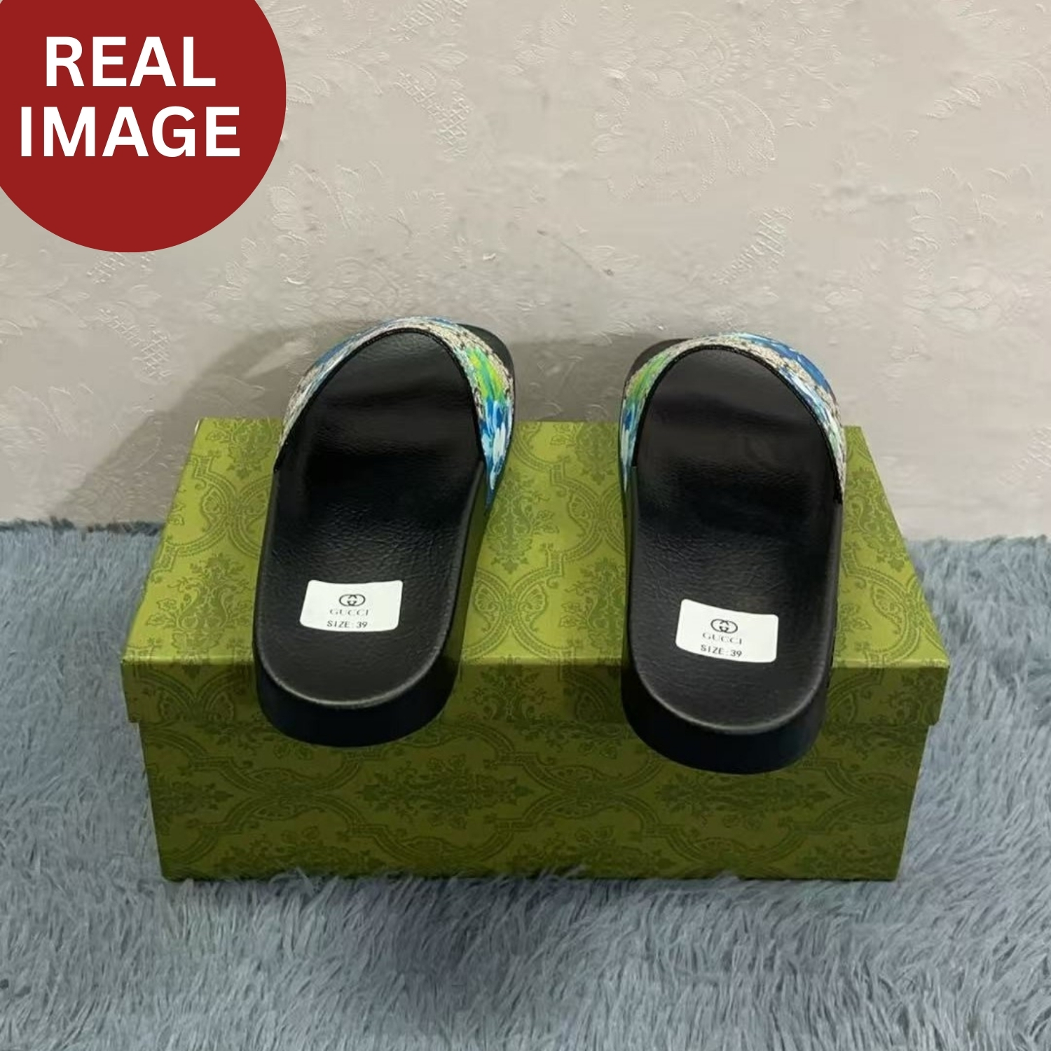 Gvc*1 Women’s Slides Bloom Print Blue For Women 408508 G2200