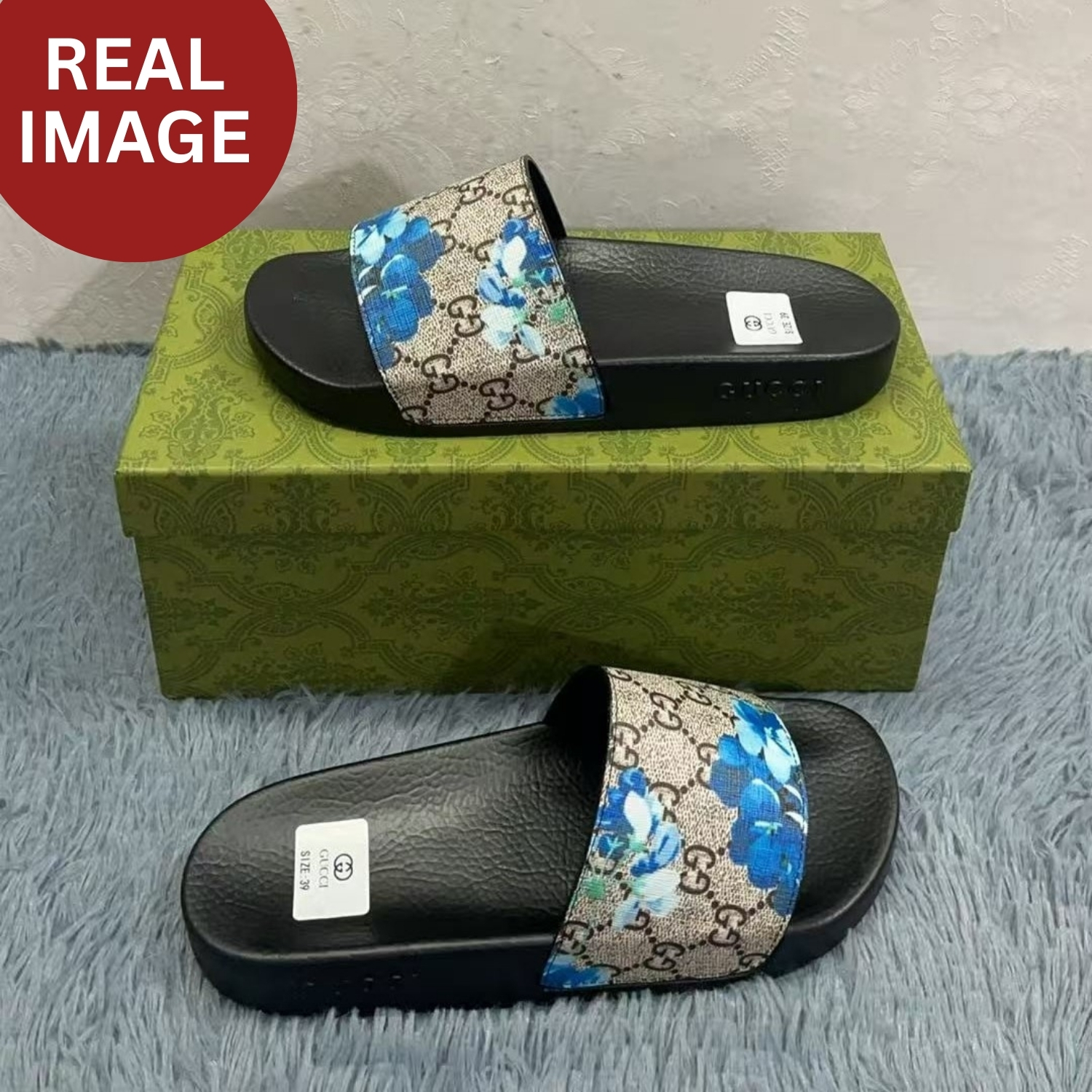 Gvc*1 Women’s Slides Bloom Print Blue For Women 408508 G2200