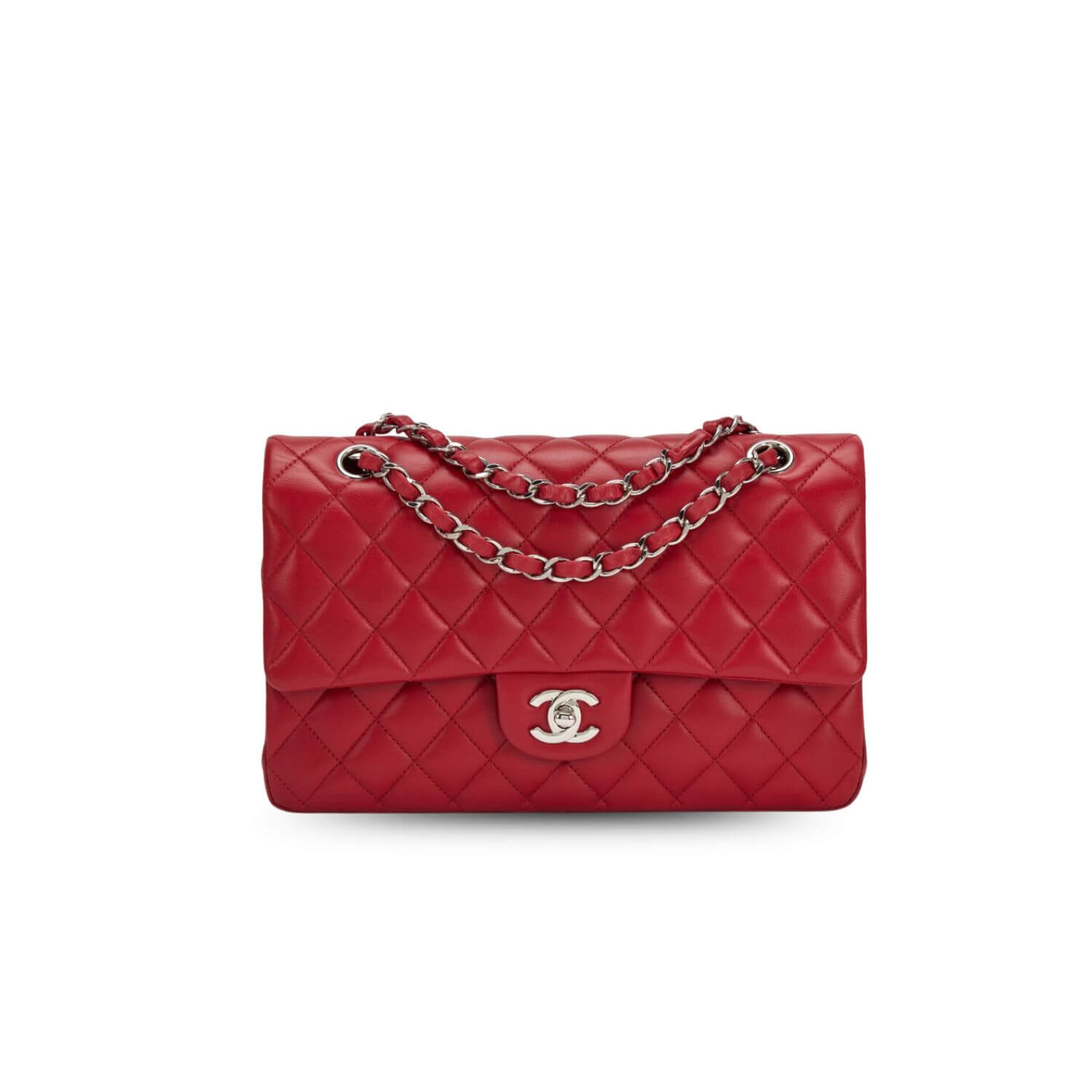 Ch**el Classic HandBag Red For Women 9.9in/25.5cm A01112