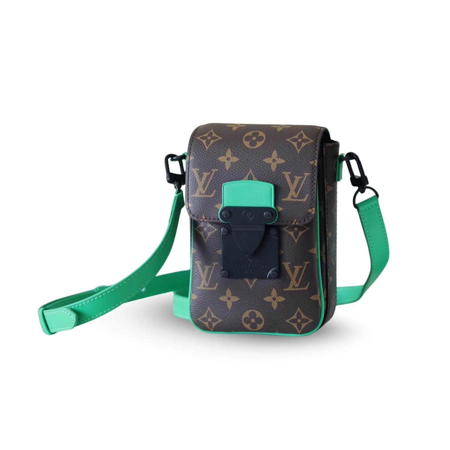 L0vis Vvtt0n S-Lock Vertical Wearable Wallet Monogram Macassar Green For Men, Men’s Bags, Shoulder And Crossbody Bags 7.5in/19cm LV