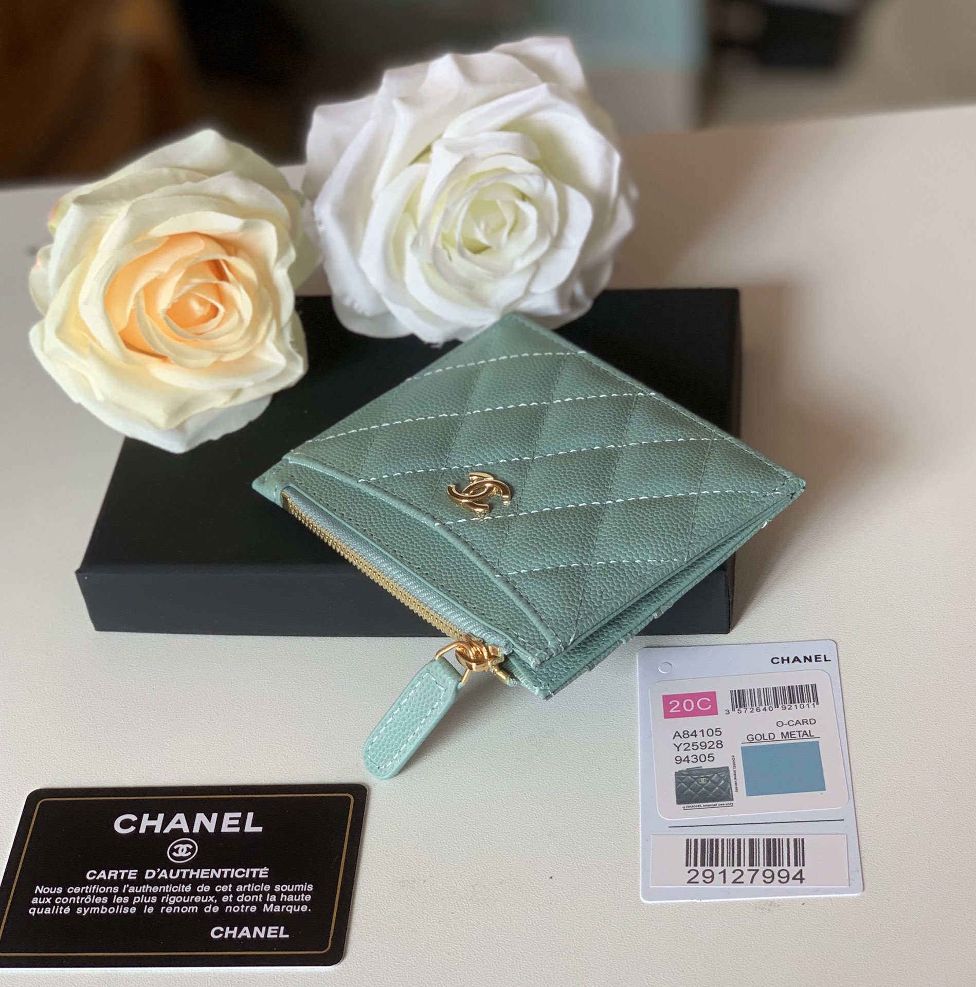 Ch**el Flat Card Holder Mint Bag For Women 11.5cm/4.5in