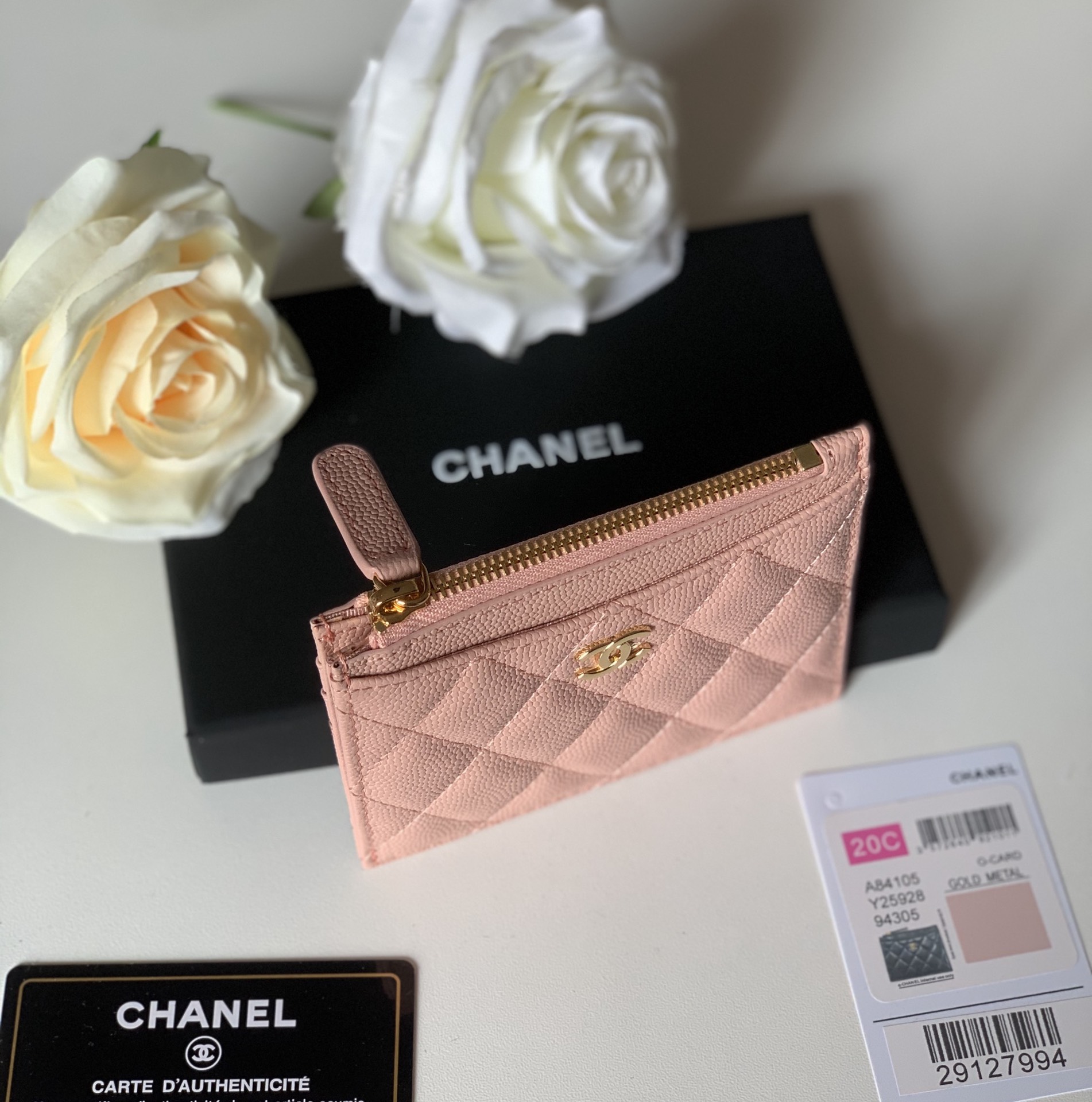 Ch**el Flat Card Holder Pink Bag For Women 11.5cm/4.5in