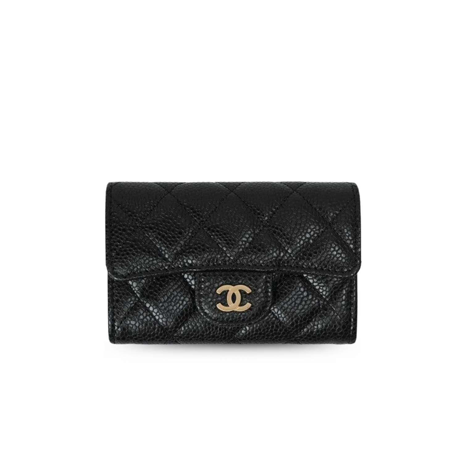 Ch**el Classic Card Holder Gold Black For Women, Women’s Wallet 4.5in/11.5cm