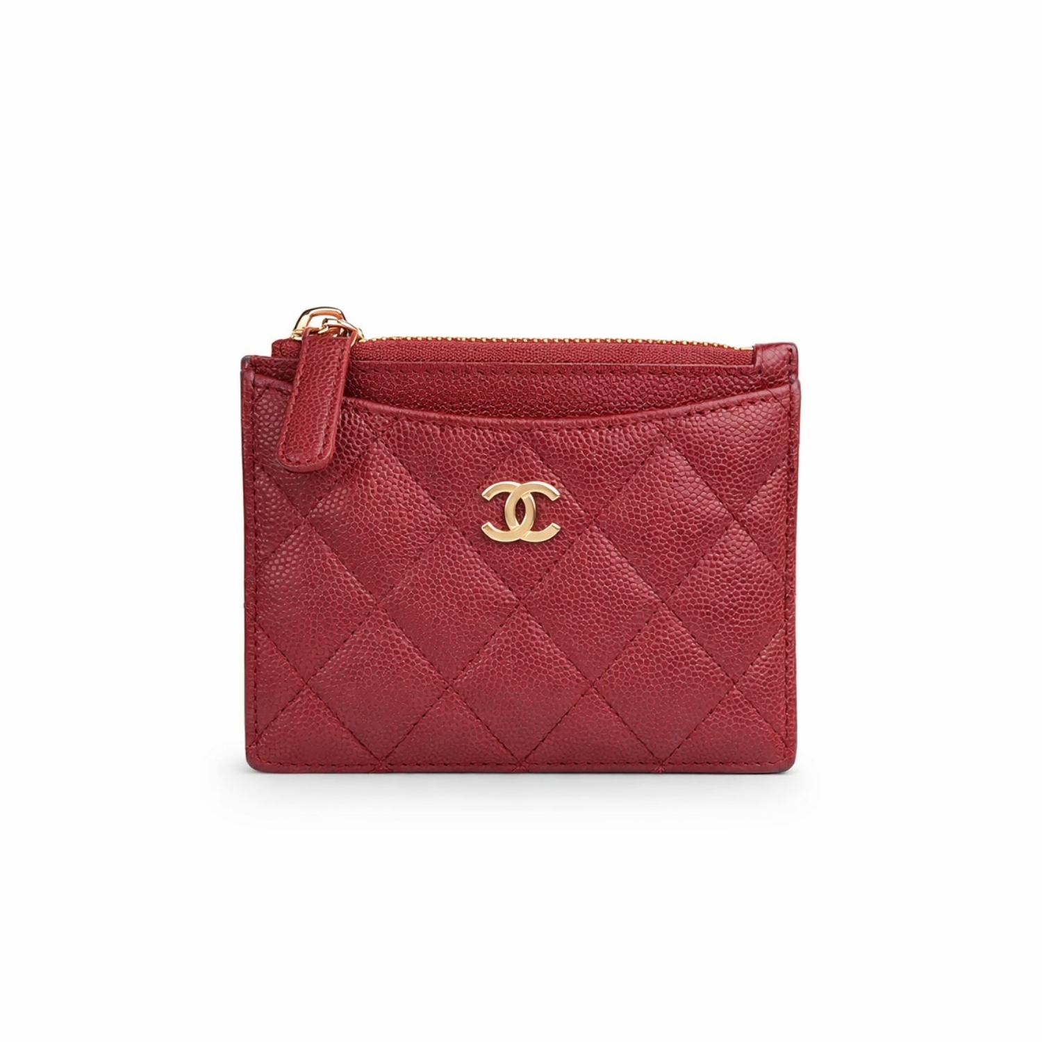 Ch**el Flat Card Holder Red Bag For Women 11.5cm/4.5in