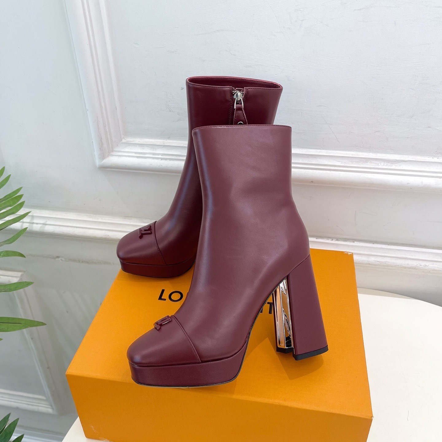 L0vis Vvtt0n Swing Platform Ankle Boots Bordeaux Red For Women
