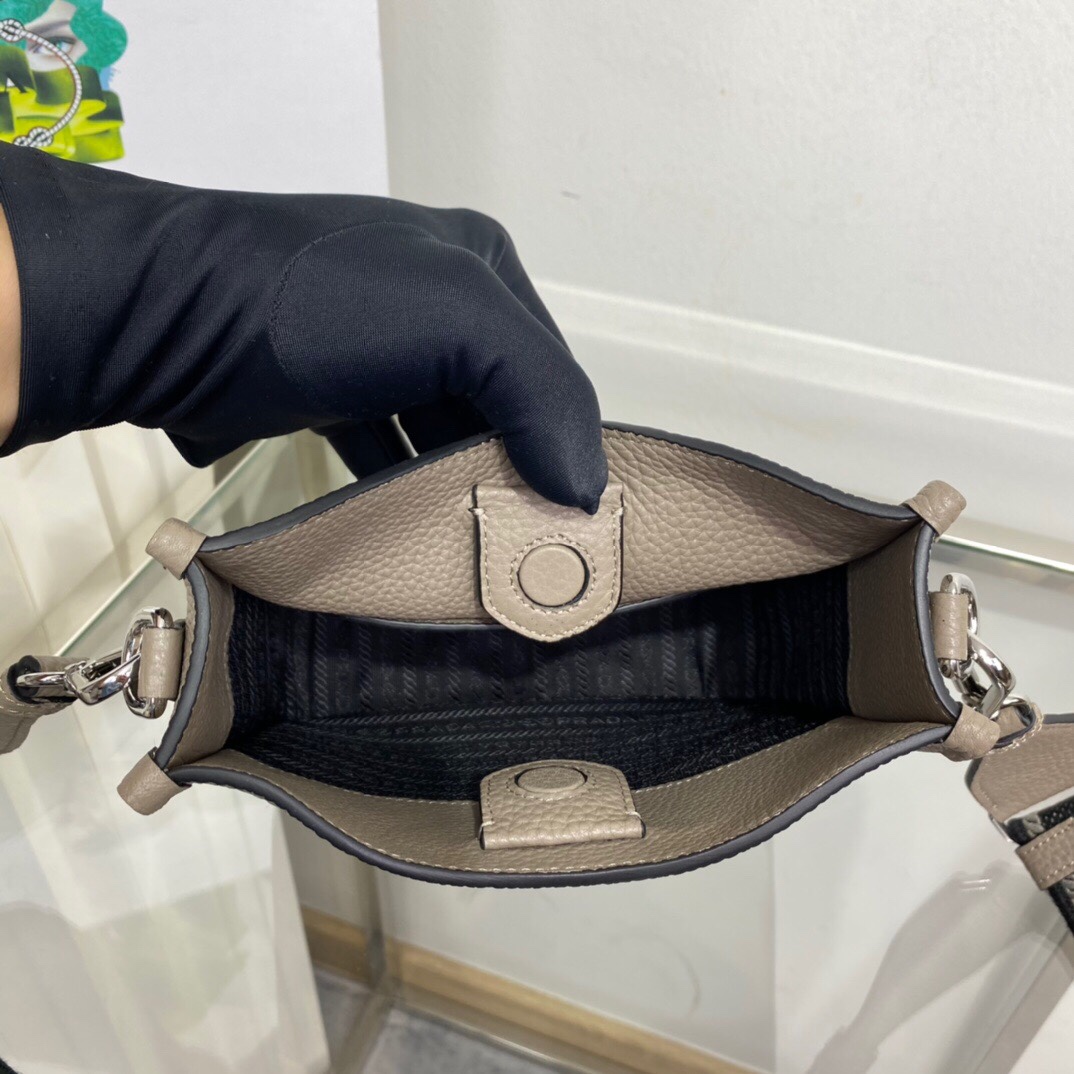 Pra*a Mini Shoulder Bag Beige For Women7.9in/20cm