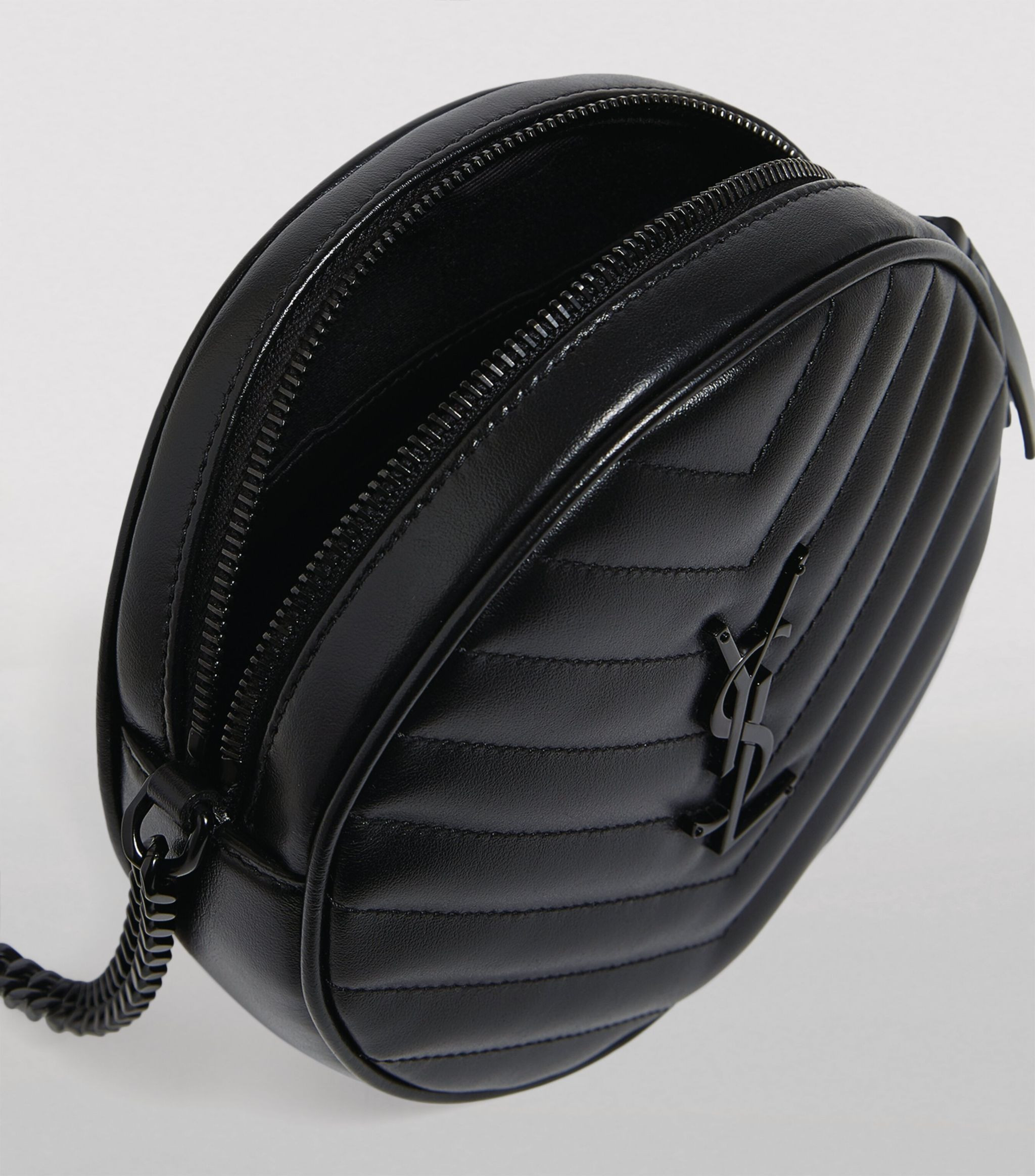Sa1nt Lau*nt Vinyle Round Camera Crossbody Bag Black 6.6in/16.7cm For Women NMS21_V4HJ4