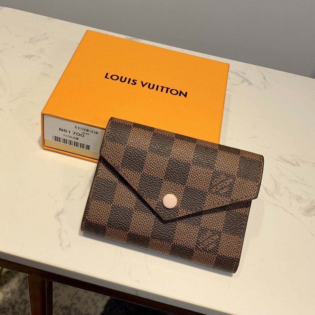 L0vis Vvtt0n Victorine Wallet Damier Ebene Rose Ballerine Pink For Women, Women’s Wallet 12cm LV N61700