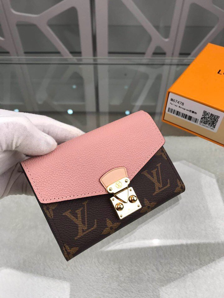 L0vis Vvtt0n Pallas Compact Wallet Combines Monogram Canvas Pink For Women, Women’s Wallet 13cm LV M67478