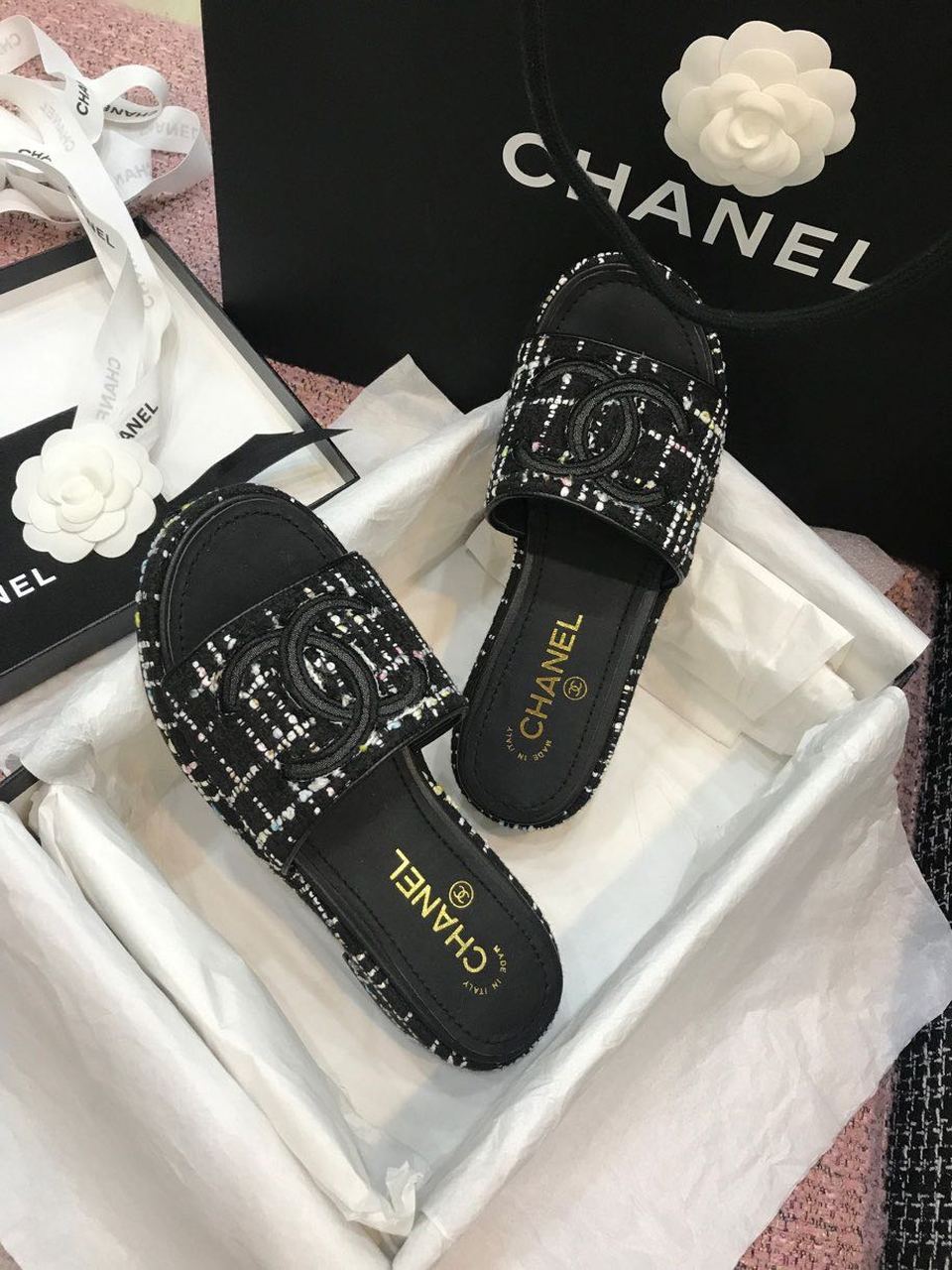 Ch**el Mules Black For Women, Women’s Shoes