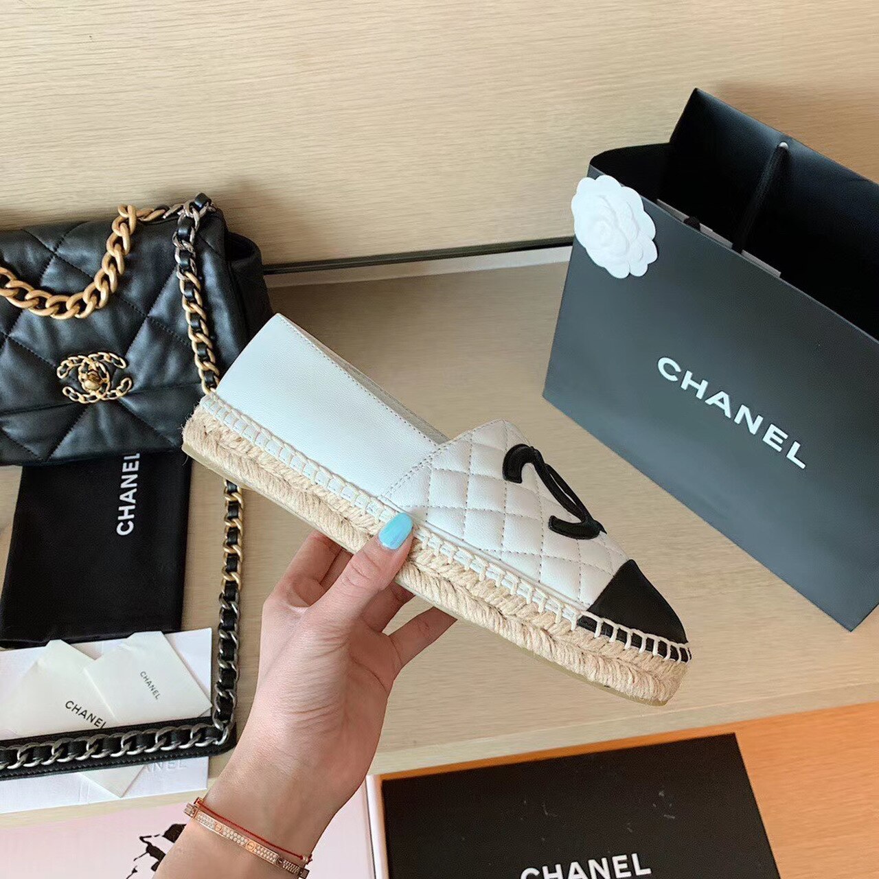 Ch**el Espadrilles White/Black For Women, Women’s Shoes G29762