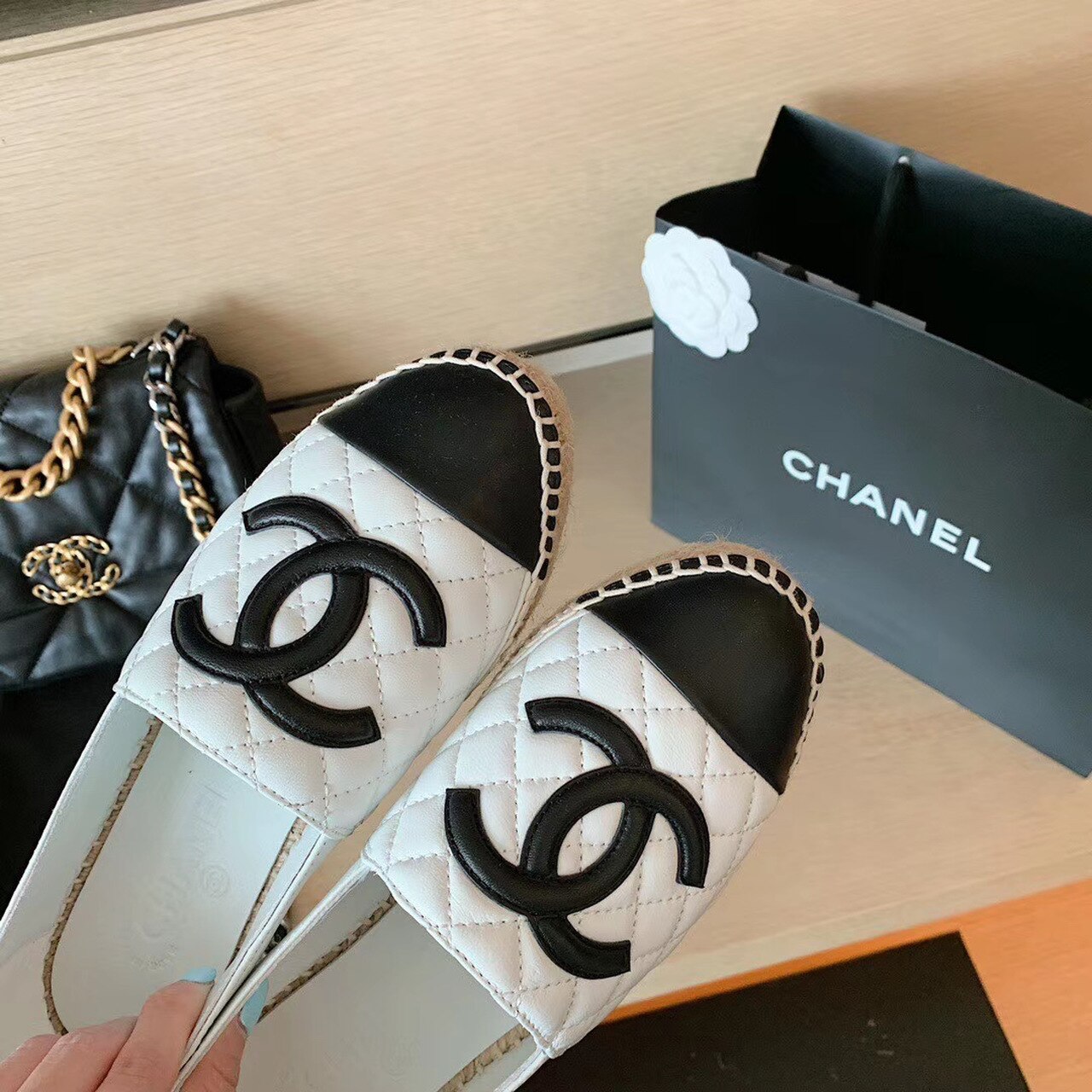 Ch**el Espadrilles White/Black For Women, Women’s Shoes G29762
