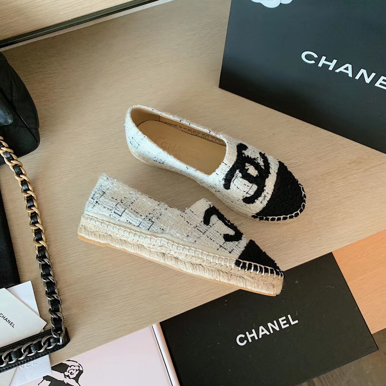 Ch**el Espadrilles White/Black For Women, Women’s Shoes G29762