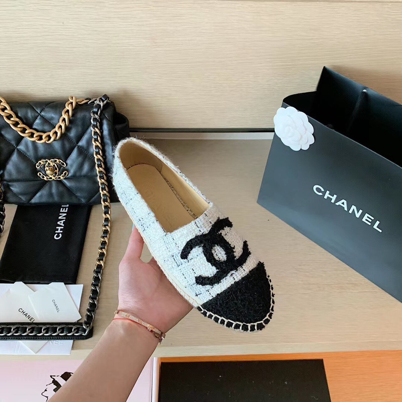 Ch**el Espadrilles White/Black For Women, Women’s Shoes G29762