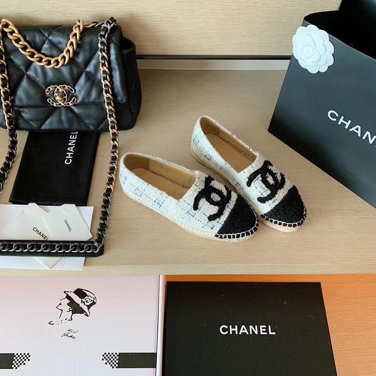 Ch**el Espadrilles White/Black For Women, Women’s Shoes G29762