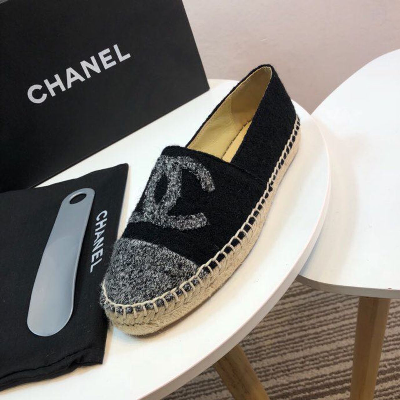 Ch**el Espadrille Black/Grey For Women, Women’s Shoes G29762