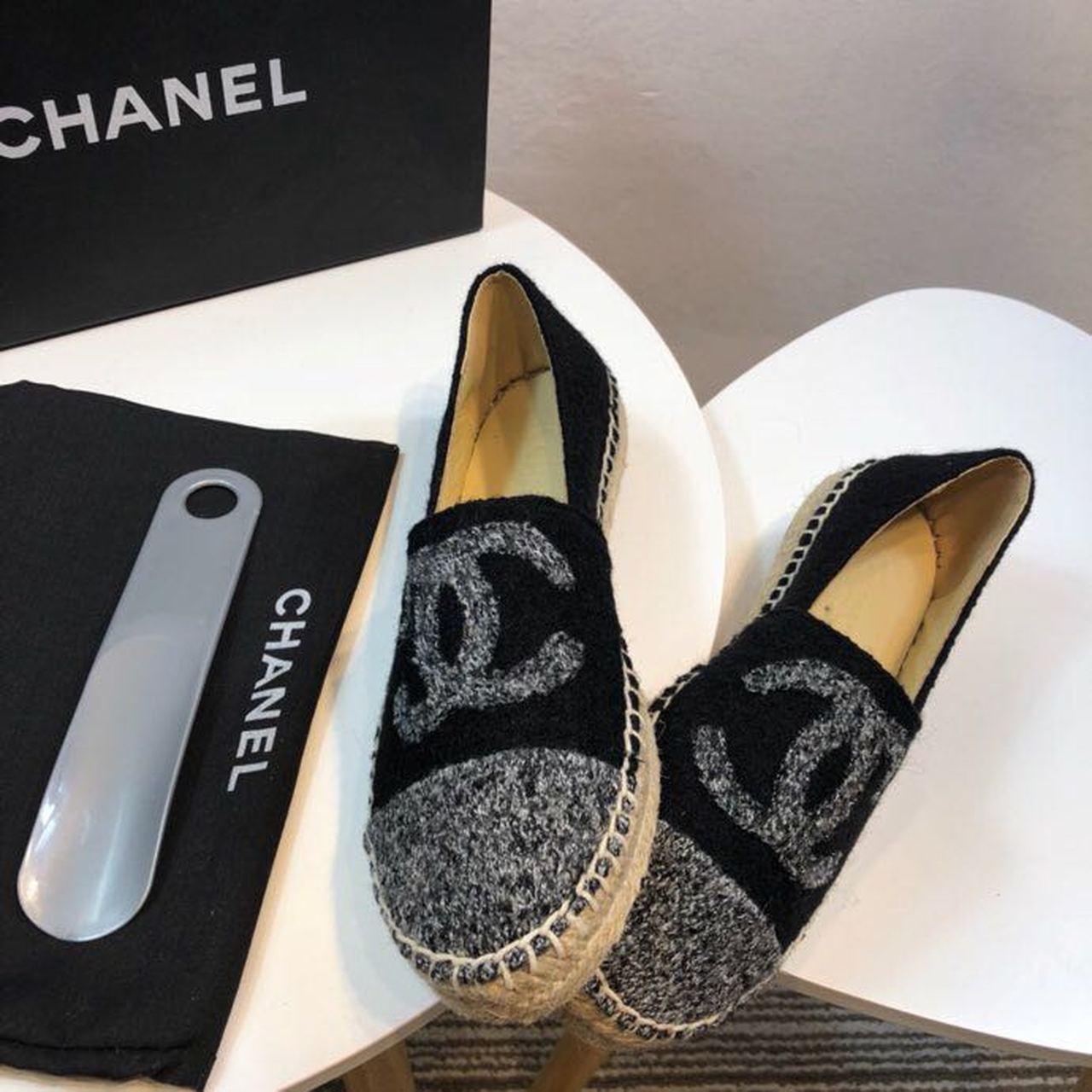 Ch**el Espadrille Black/Grey For Women, Women’s Shoes G29762