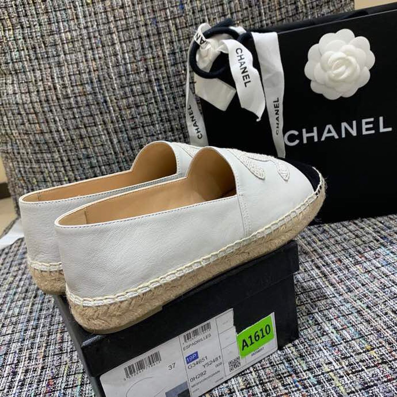 Ch**el Espadrilles White/Black For Women, Women’s Shoes G29762