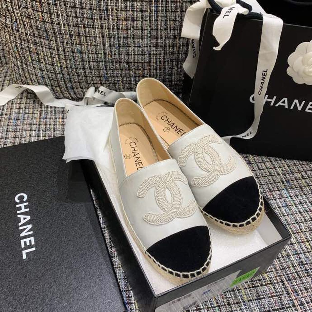 Ch**el Espadrilles White/Black For Women, Women’s Shoes G29762