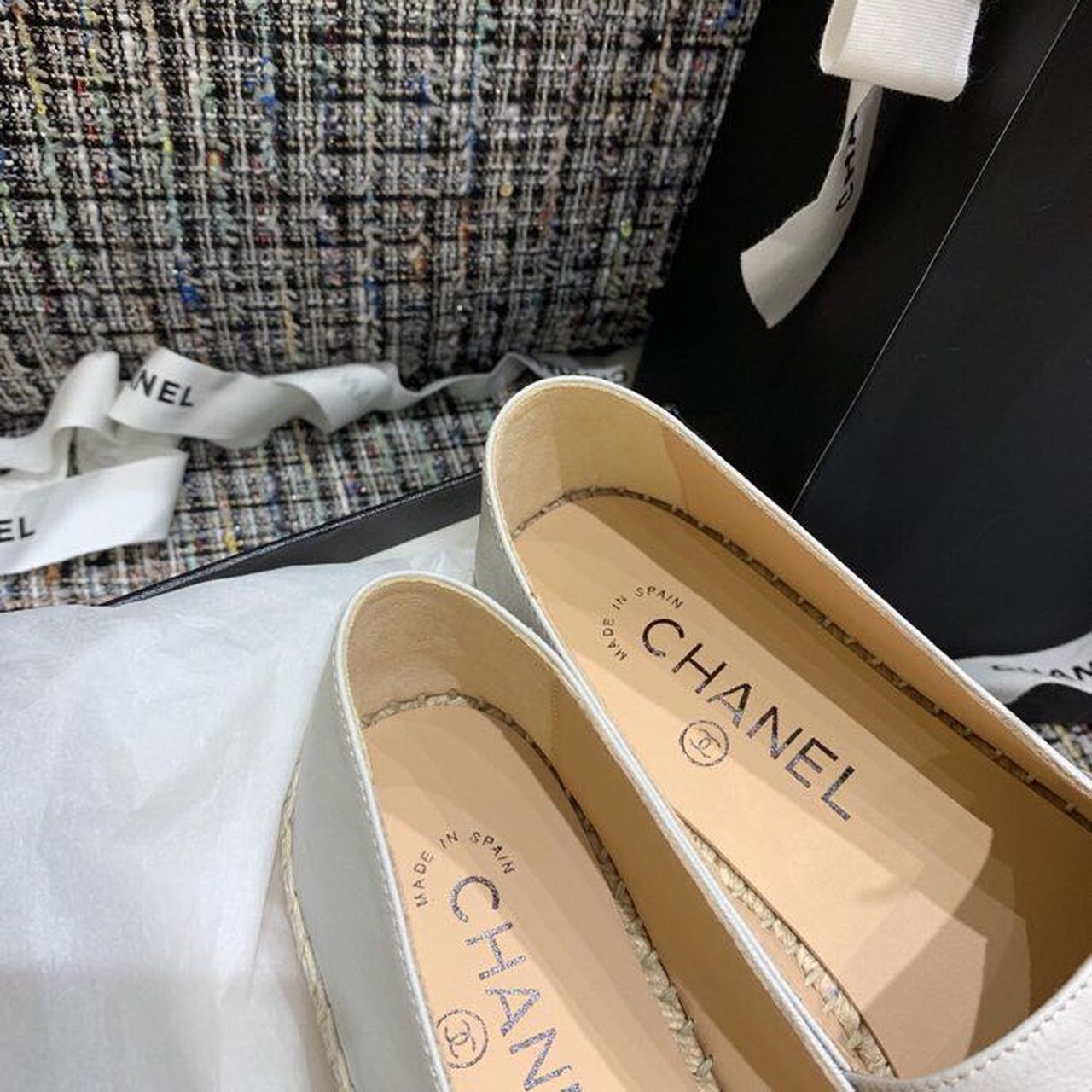 Ch**el Espadrilles White/Black For Women, Women’s Shoes G29762