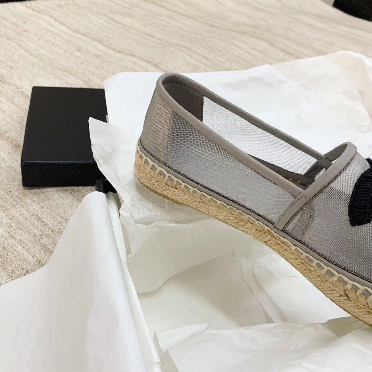 Ch**el Espadrilles Grey/Black For Women, Women’s Shoes G29762