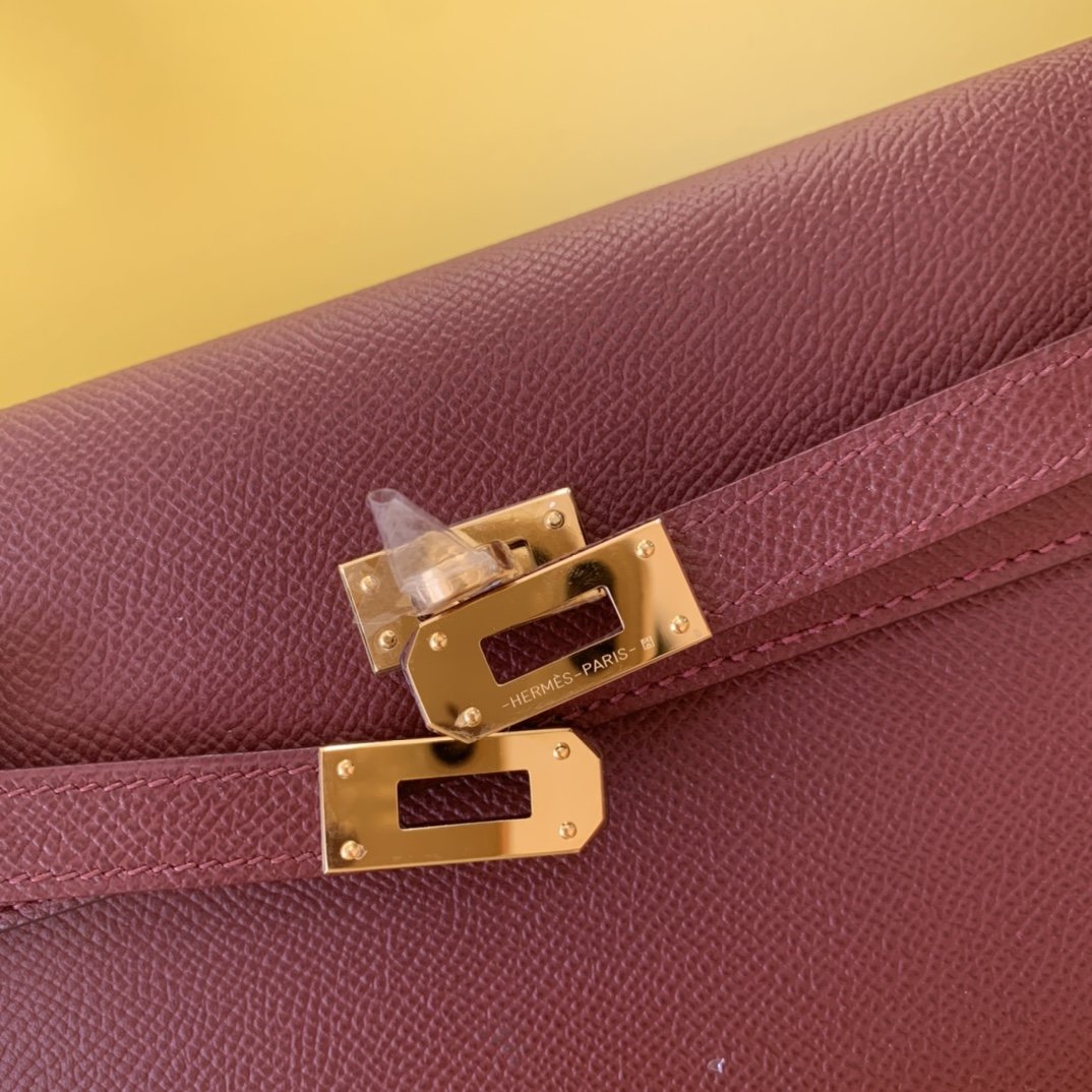 H**me5 Kelly Wallet To Go Woc Epsom Wine For Women, Women’s Wallet 8.3in/21cm
